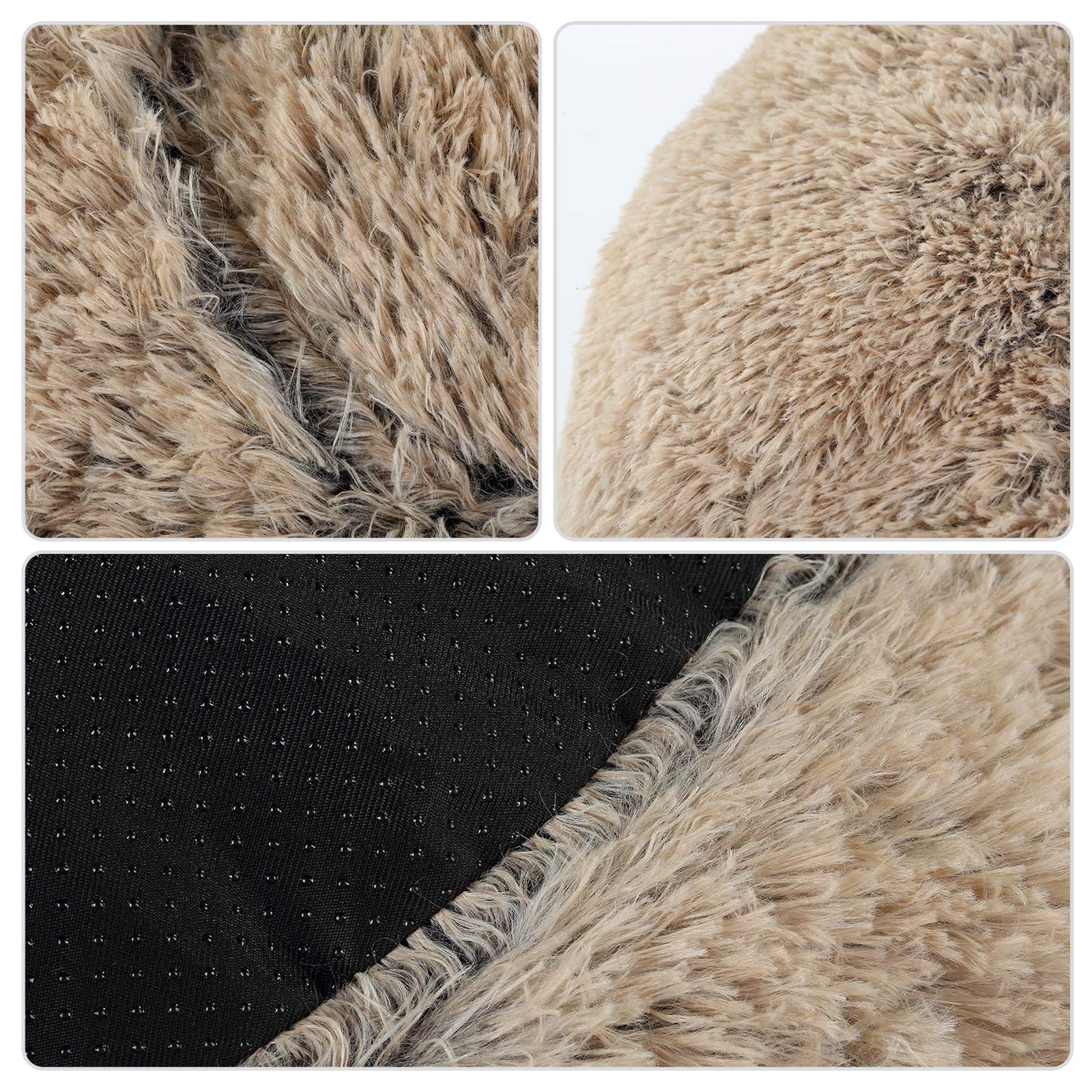 **Premium Long Plush Calming Dog Bed - Round Washable Self-Warming Pet Bed for Cats & Dogs - Soft & Cozy for Warm Sleeping (70