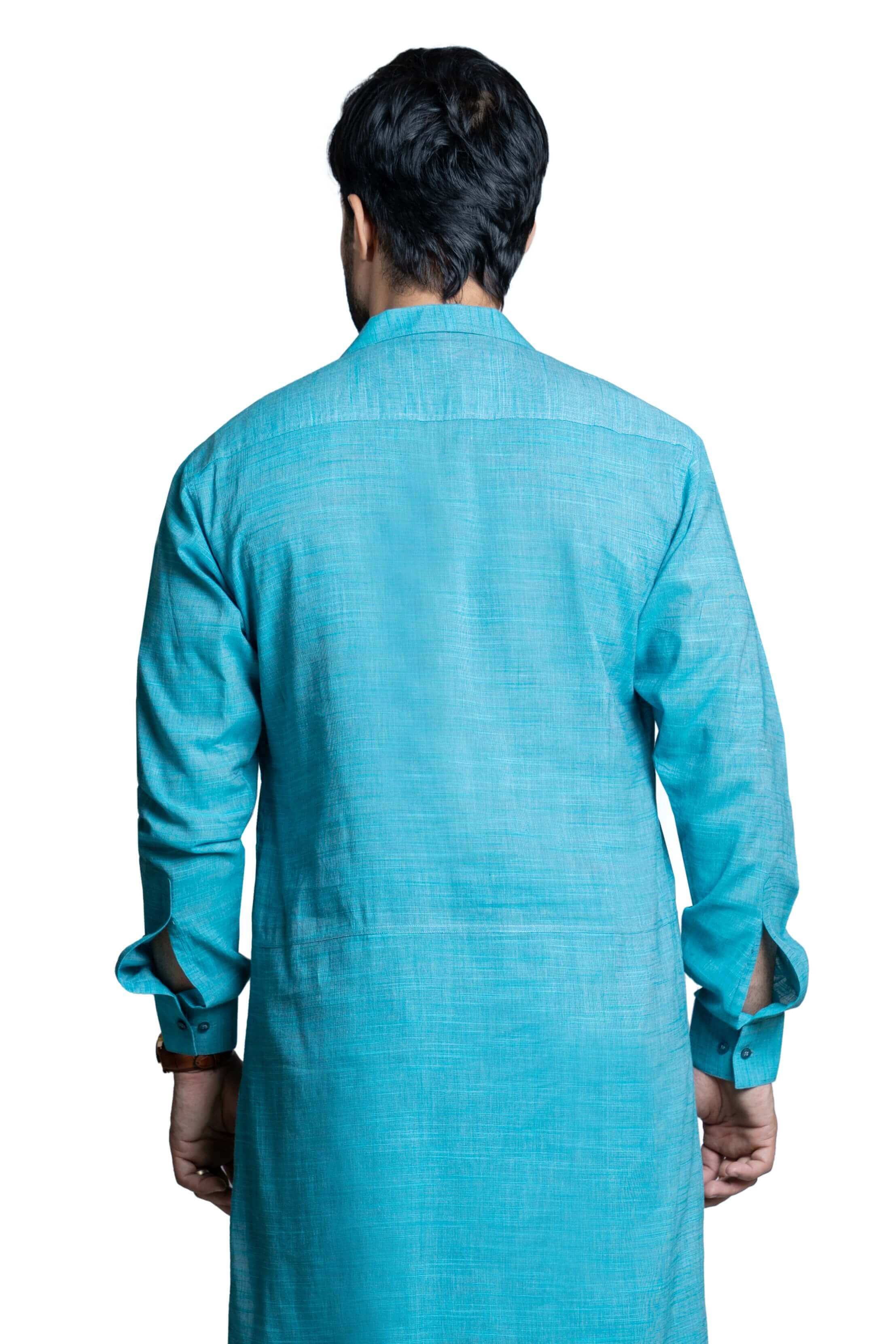 Handwoven Sky Blue Cotton 'Army DX' Kameez Shalwar - Traditional Pakistani Suit for Women, Comfortable & Breathable Ethnic Wear - Perfect for Weddings, Festivals & Special Occasions