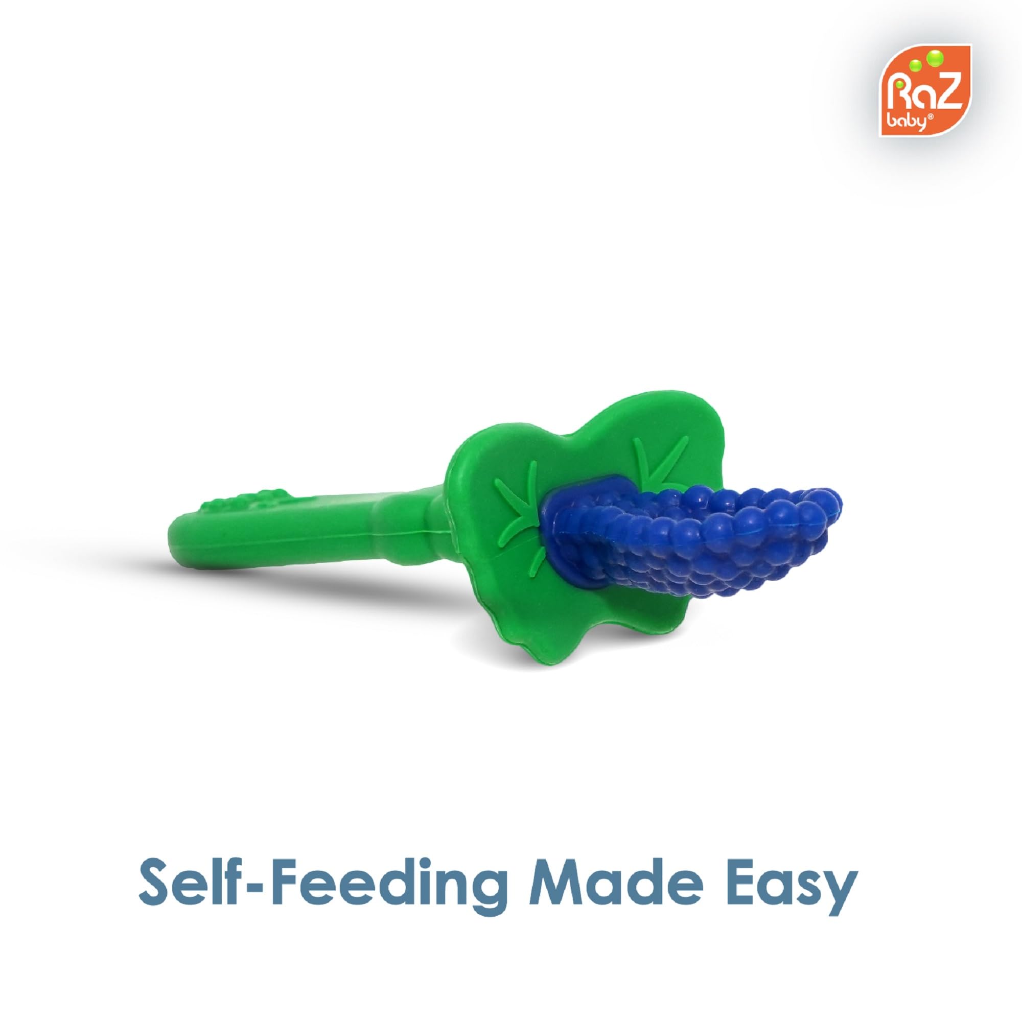 RaZbaby RaZberry Silicone Baby Spoon (2-Pack) - Multi-Textured Grip for Comfortable Feeding | BPA-Free, Dishwasher Safe | Ideal for Self-Feeding Training & Baby-Led Weaning | Perfect for Infants 6+ Months Starting Solids