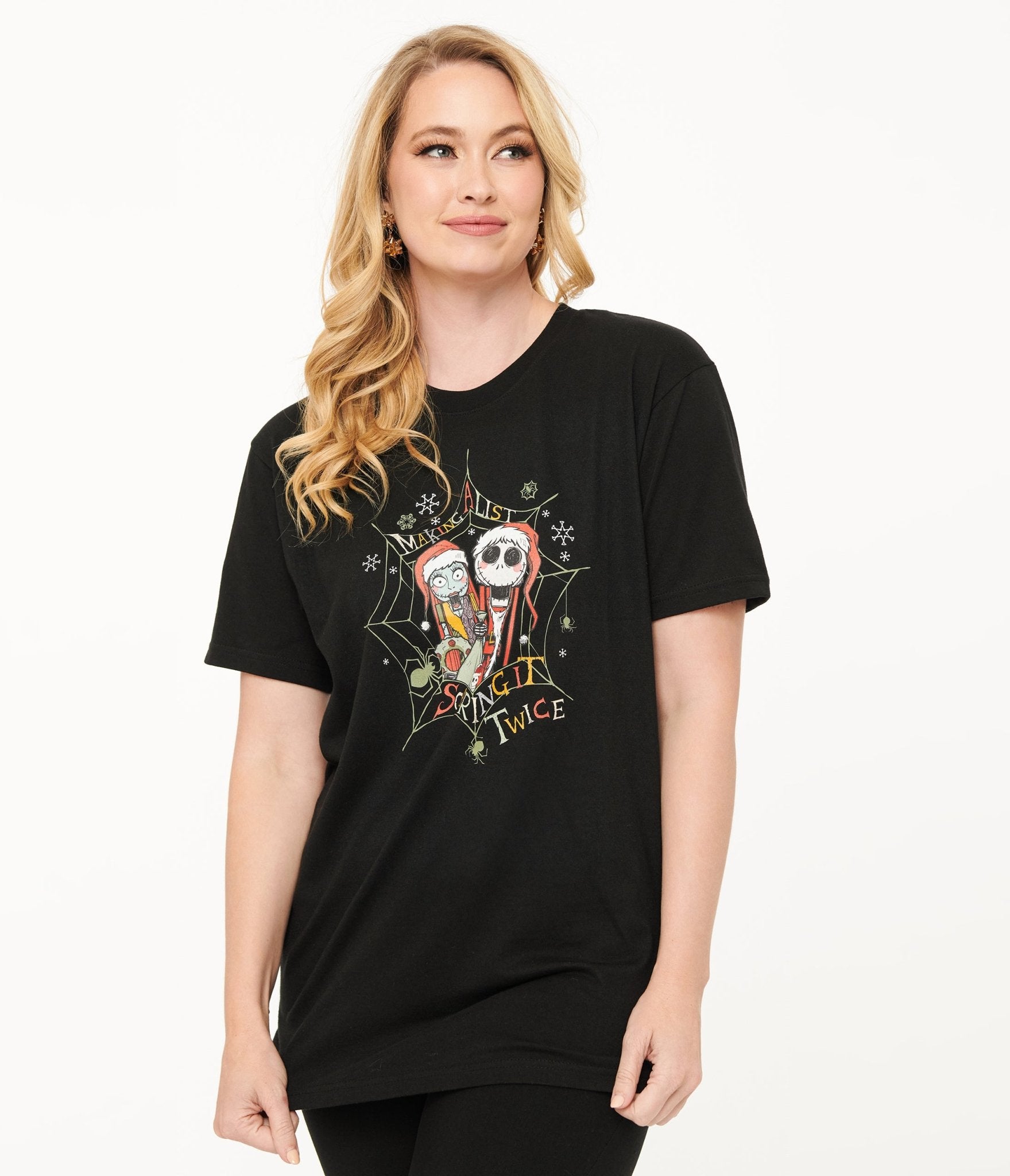 Tim Burton's The Nightmare Before Christmas Jack & Sally Graphic Tee - Unique Vintage Black Unisex T-Shirt | Halloween Cosplay, Christmas Gift, Movie Merchandise