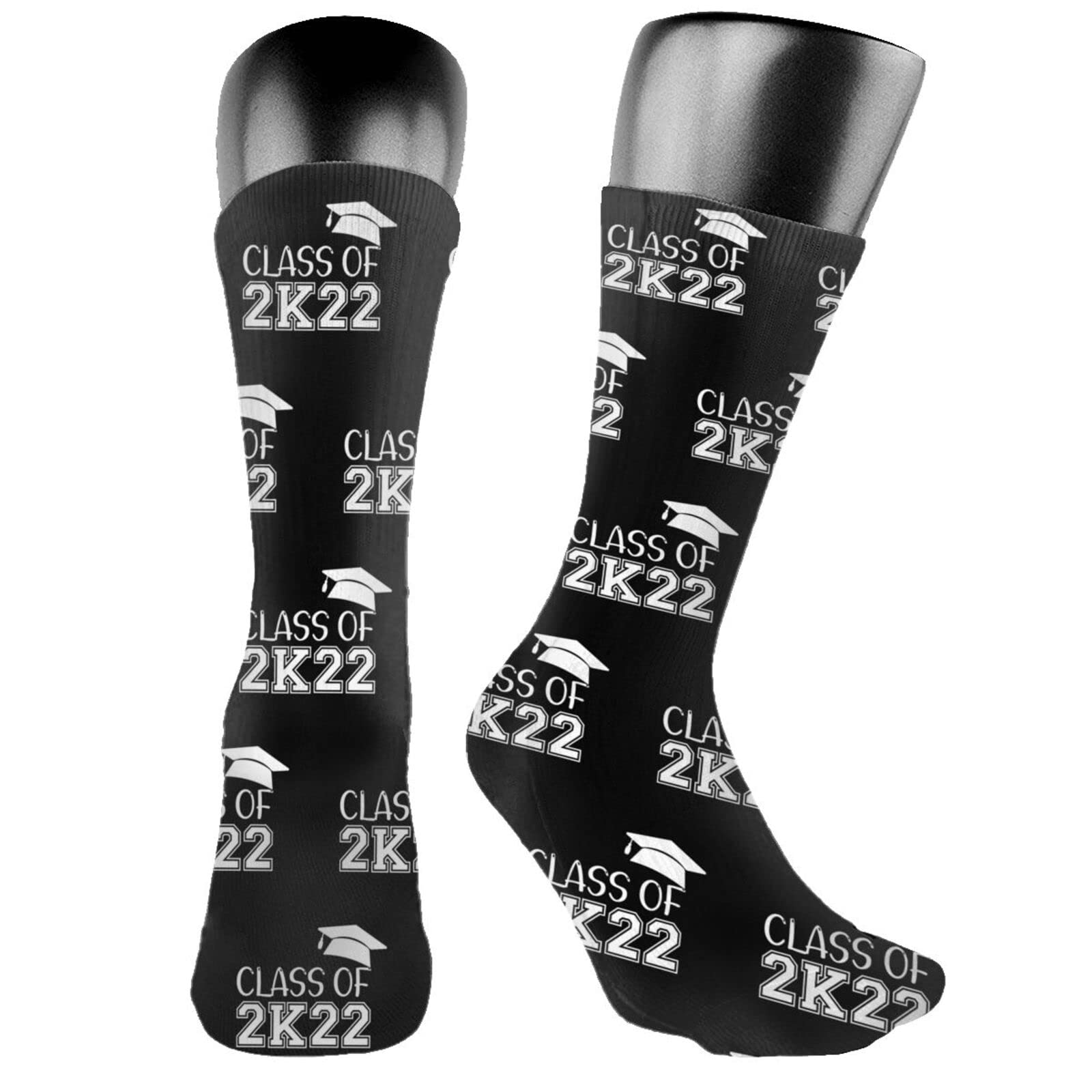 Class of 2022 Printed Crew Socks - Novelty Graduation Socks for Men & Women - Comfortable Casual Socks for School, College Celebration & Everyday Wear