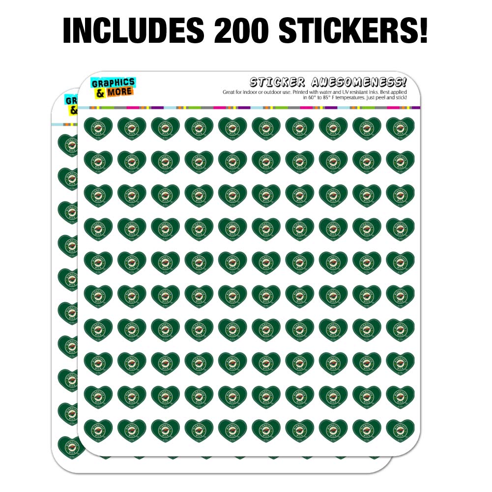 Minnesota Wild NHL Heart-Shaped Planner Stickers - Scrapbook & Calendar Decorative Vinyl Stickers for Hockey Fans, DIY Crafts, Bullet Journaling, and Gift Wrapping