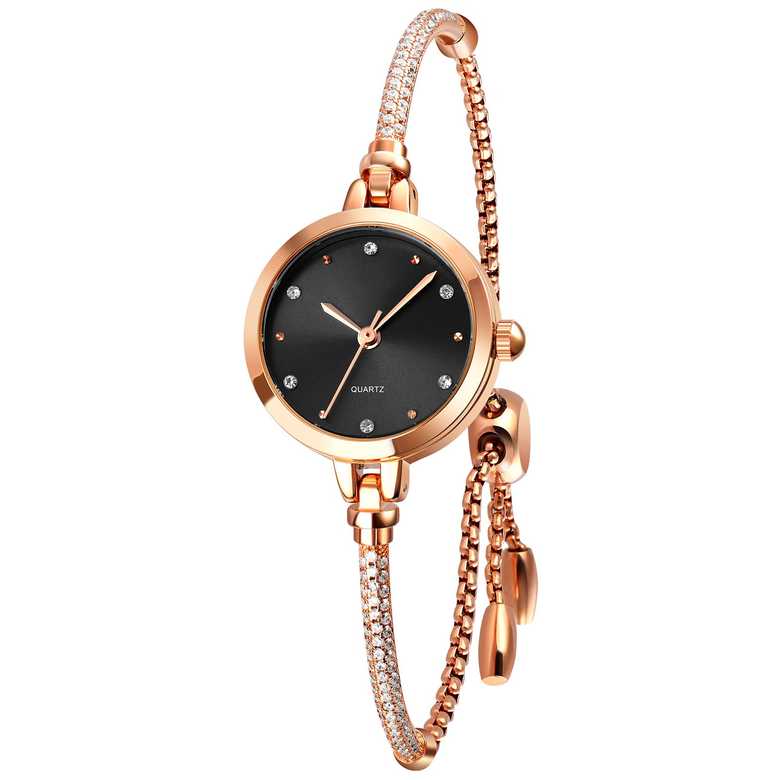 TOOCAT Women's Rose Gold Glitter Diamond Analog Quartz Watch - Waterproof Fashion Wristwatch for Women & Girls, Perfect for School, Office, Party and Daily Wear