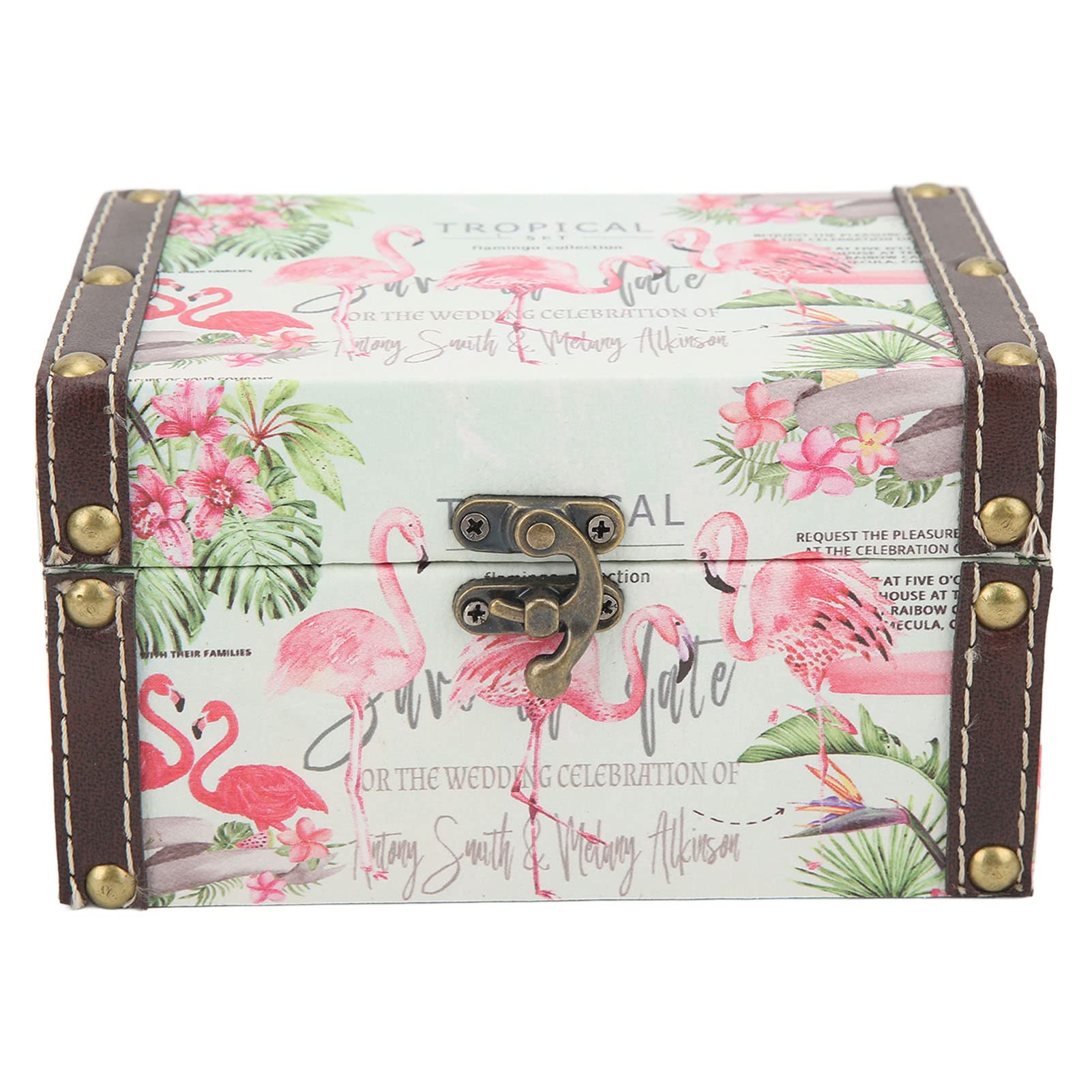 Vintage Flamingo Print Wooden Jewelry Box - Elegant Travel Jewelry Organizer for Women, Girls, Wives & Girlfriends - Perfect Gift for Birthdays, Anniversaries & Valentine's Day - Compact Storage Solution for Necklaces, Rings & Earrings