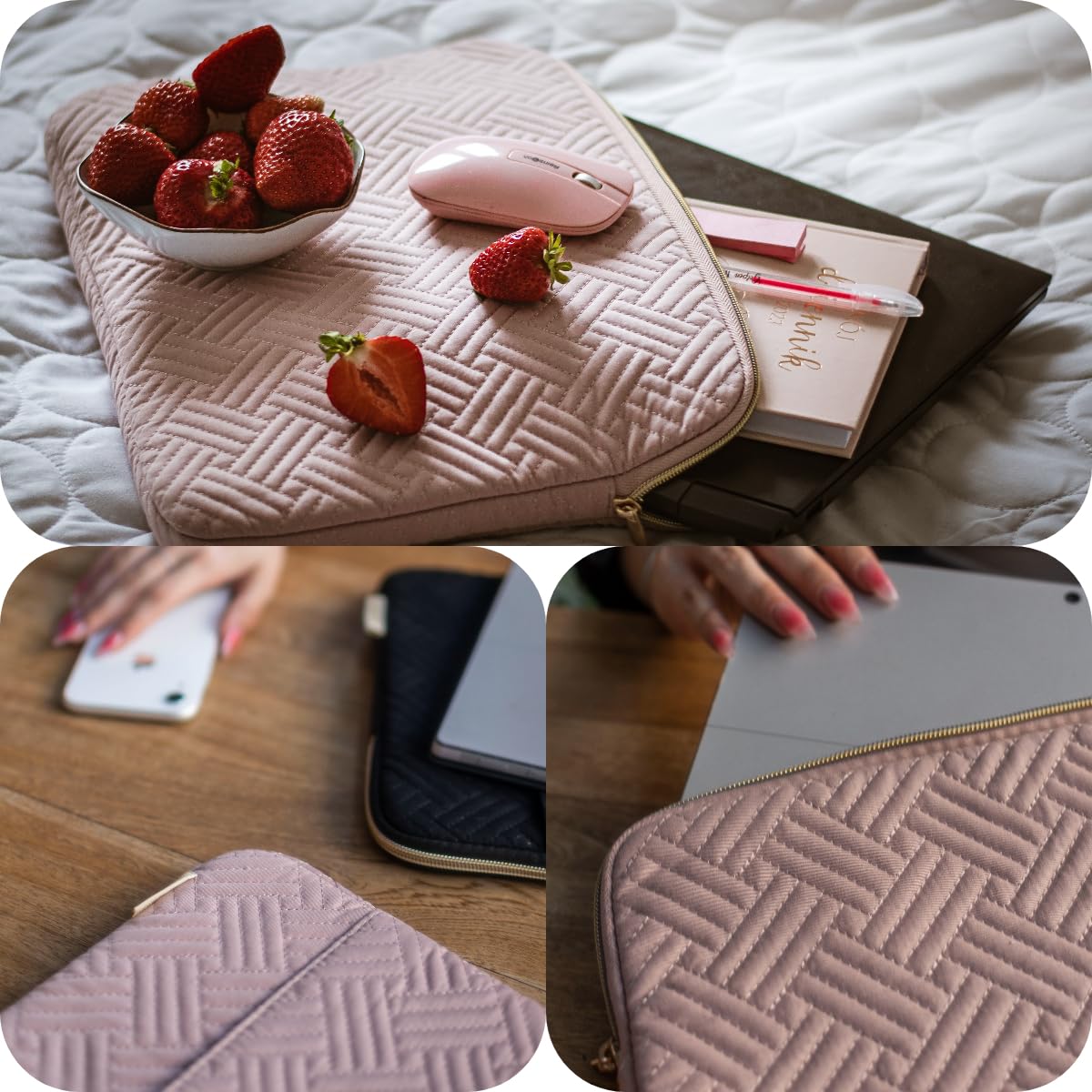 BAGSMART 13-14 Inch Laptop Sleeve for MacBook Air & Pro - Water Repellent Protective Case with Pocket (Pink) - Perfect for Work, Travel & School