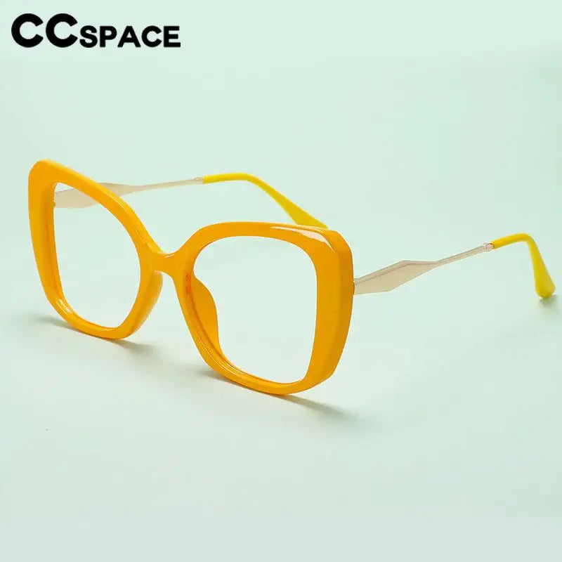 CCspace Women's Full Rim Large Cat Eye Reading Glasses - Plastic & Alloy Frame (R57092) - Perfect for Reading, Office Work, and Fashion Accessories