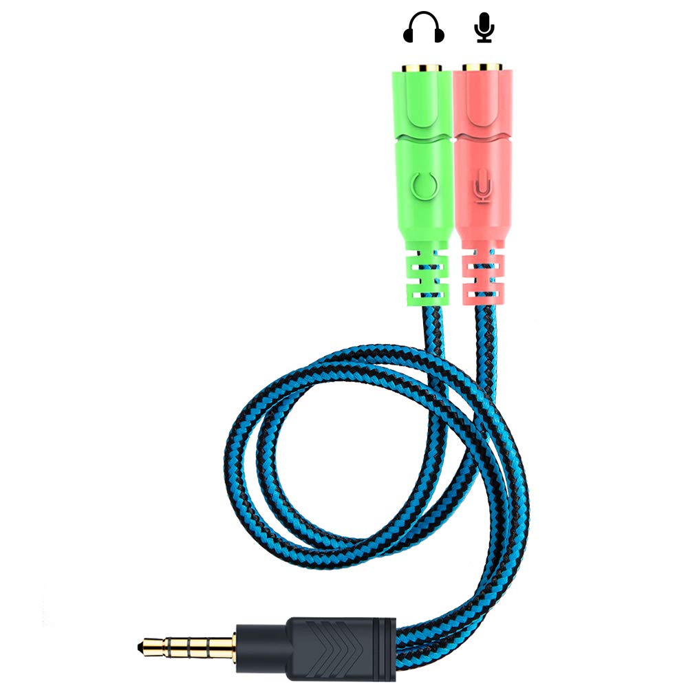 ENVEL 3.5mm Audio Y Splitter Adapter - 2 Female to 1 Male Headphone & Mic Jack Converter for Laptop, Mac, PS4, Xbox One, Smartphone & Tablet - Perfect for Gaming, Online Meetings & Music Listening