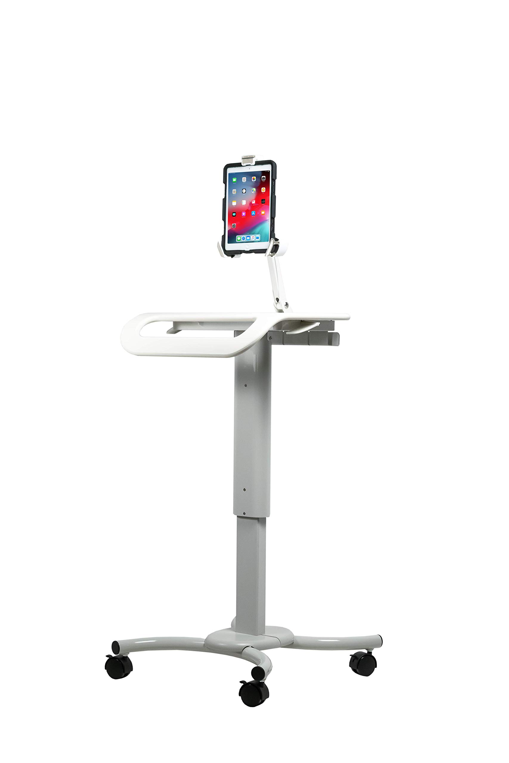 Height Adjustable Rolling Medical Workstation Cart - Secure Mobile iPad Stand for iPad 10th Gen 10.9