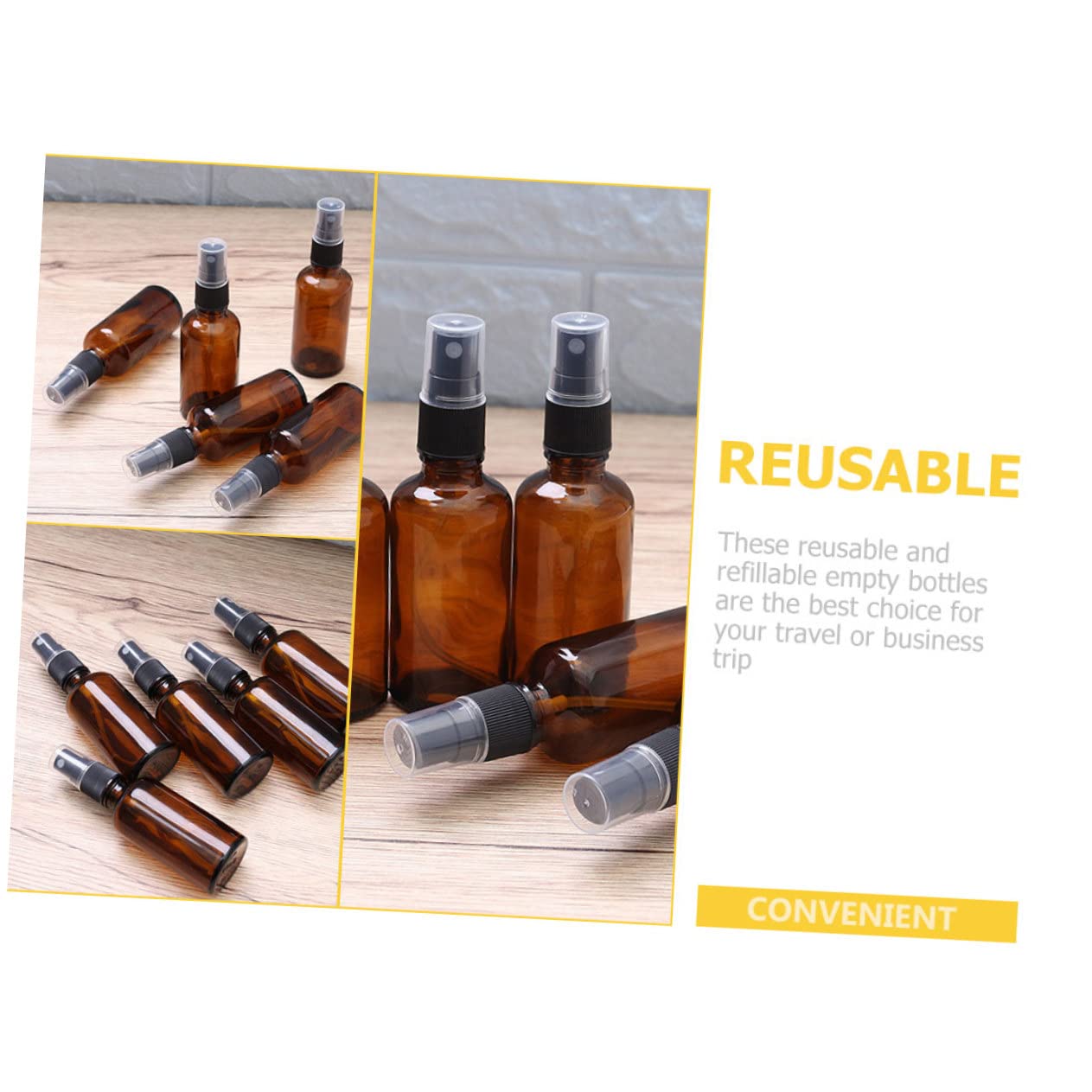 5Pcs Brown Travel Size Perfume Bottles - Empty Glass Refillable Atomizer for Liquids, Essential Oils & Cologne - Perfect for Travel, Gym, Purse & Gift Giving