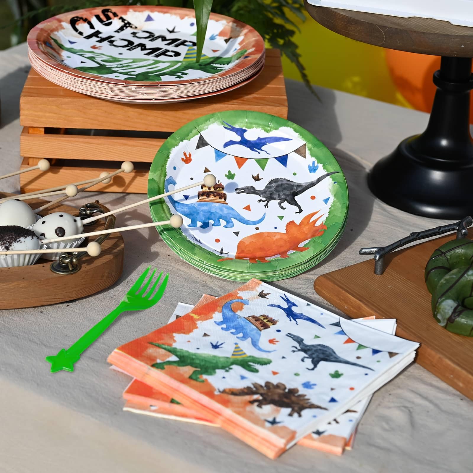 WERNNSAI 64-Piece Dinosaur Party Supplies Set - Dinosaur Plates, Napkins & Forks for Boys Birthday Party, Kids Baby Shower, Dinosaur Theme Party (Serves 16) - Perfect for Birthday Celebrations, Baby Showers, and Themed Events