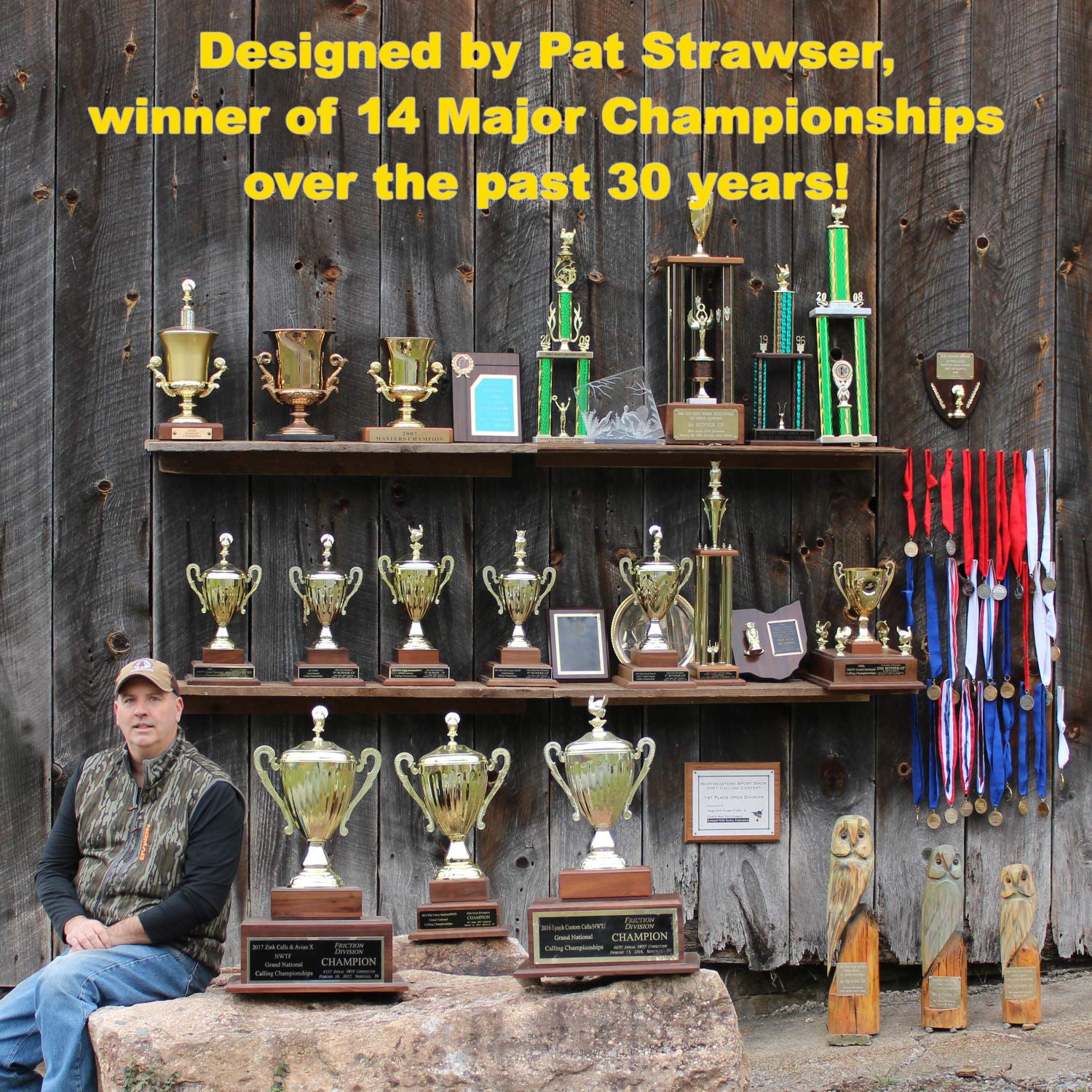 Premium Turkey Pot Calls - Realistic Glass & Slate Turkey Calls with Strikers - Hunting Decoys for Spring & Fall Turkey Season - Perfect for Woodland & Field Hunting