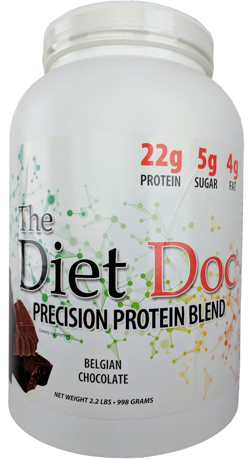 The Diet Doc Precision Protein Blend - 2.2lb Belgian Chocolate Whey Protein Powder for Weight Loss & Muscle Recovery | Perfect for Post-Workout Shakes & Healthy Meal Replacement