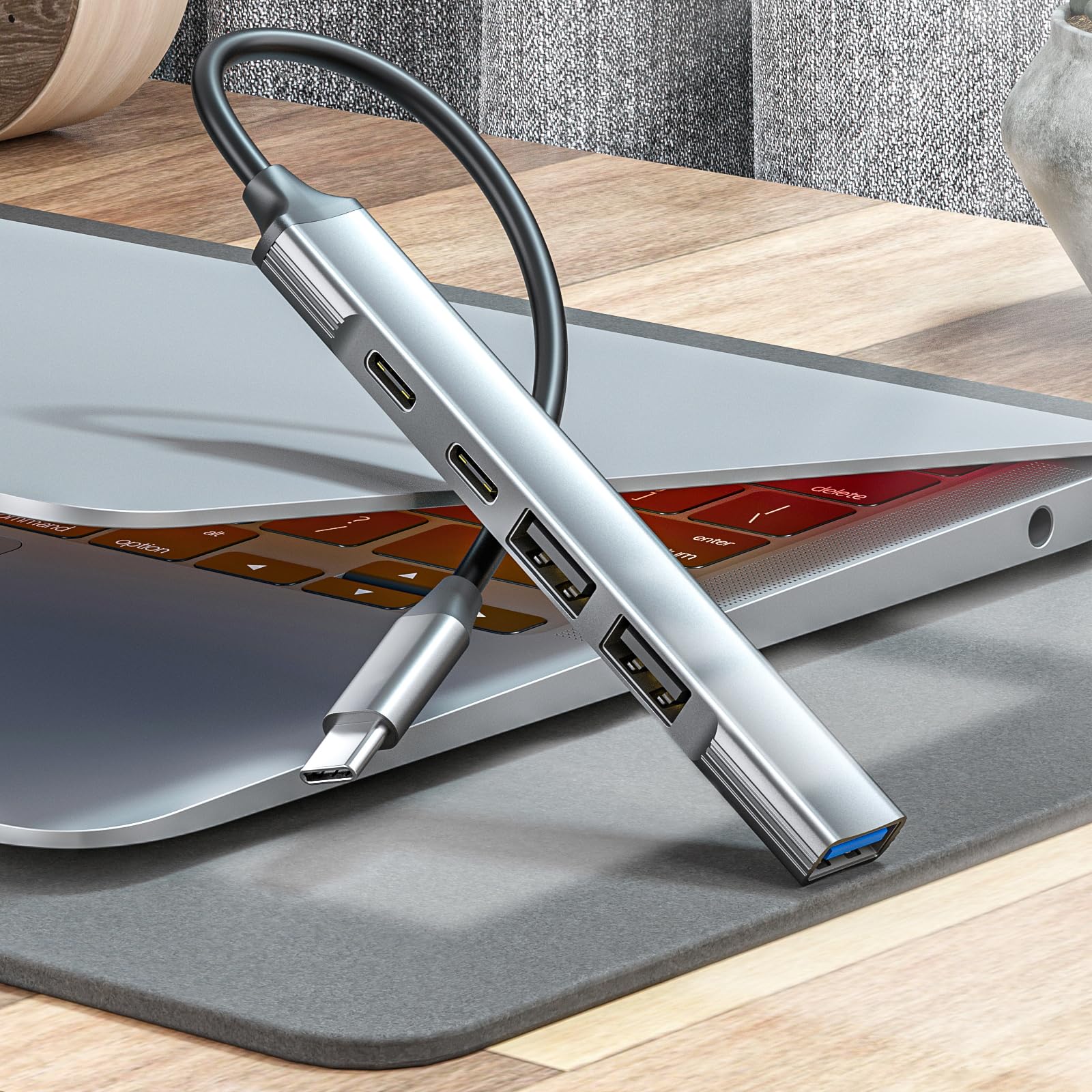BEIDUOYANG 5-in-1 USB C Hub with 60W PD Charging, USB 3.0/2.0 Ports - Multi-Port Adapter for MacBook Pro/Air, iPad Pro, Chromebook & More - Perfect for Home Office, Travel & Work from Anywhere