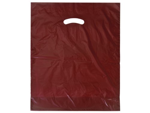 BURGUNDY Super Gloss Recycled Plastic Bags 15x18x4 Inches 1.25 Mil Thick - 500 Pack | Eco-Friendly Shopping Bags for Groceries, Retail & Gift Packaging