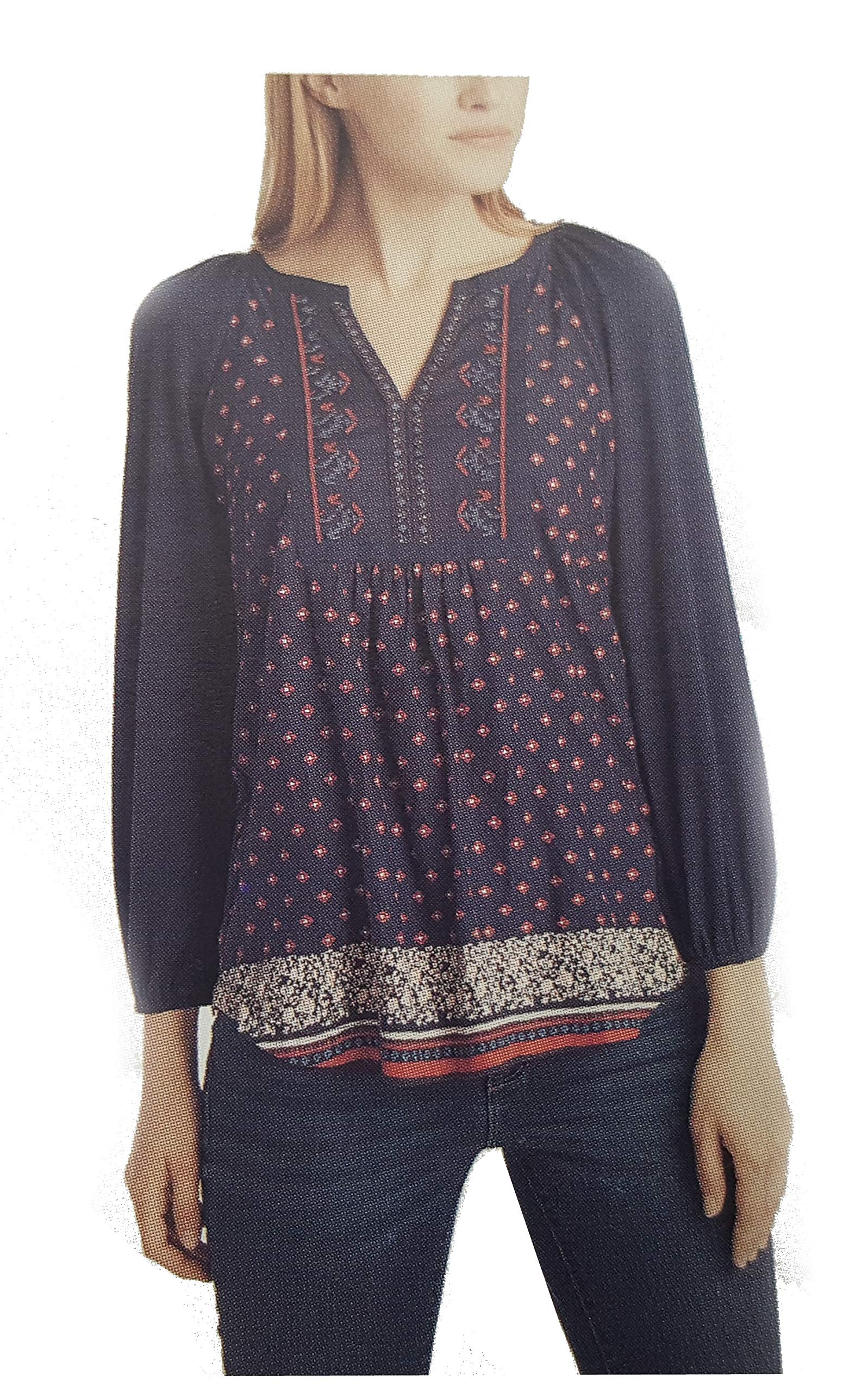 Vintage American Ladies' Peasant Top - Floral Embroidered Boho Blouse for Women | Casual Summer Tops for Outdoor Music Festivals & Beach Vacations
