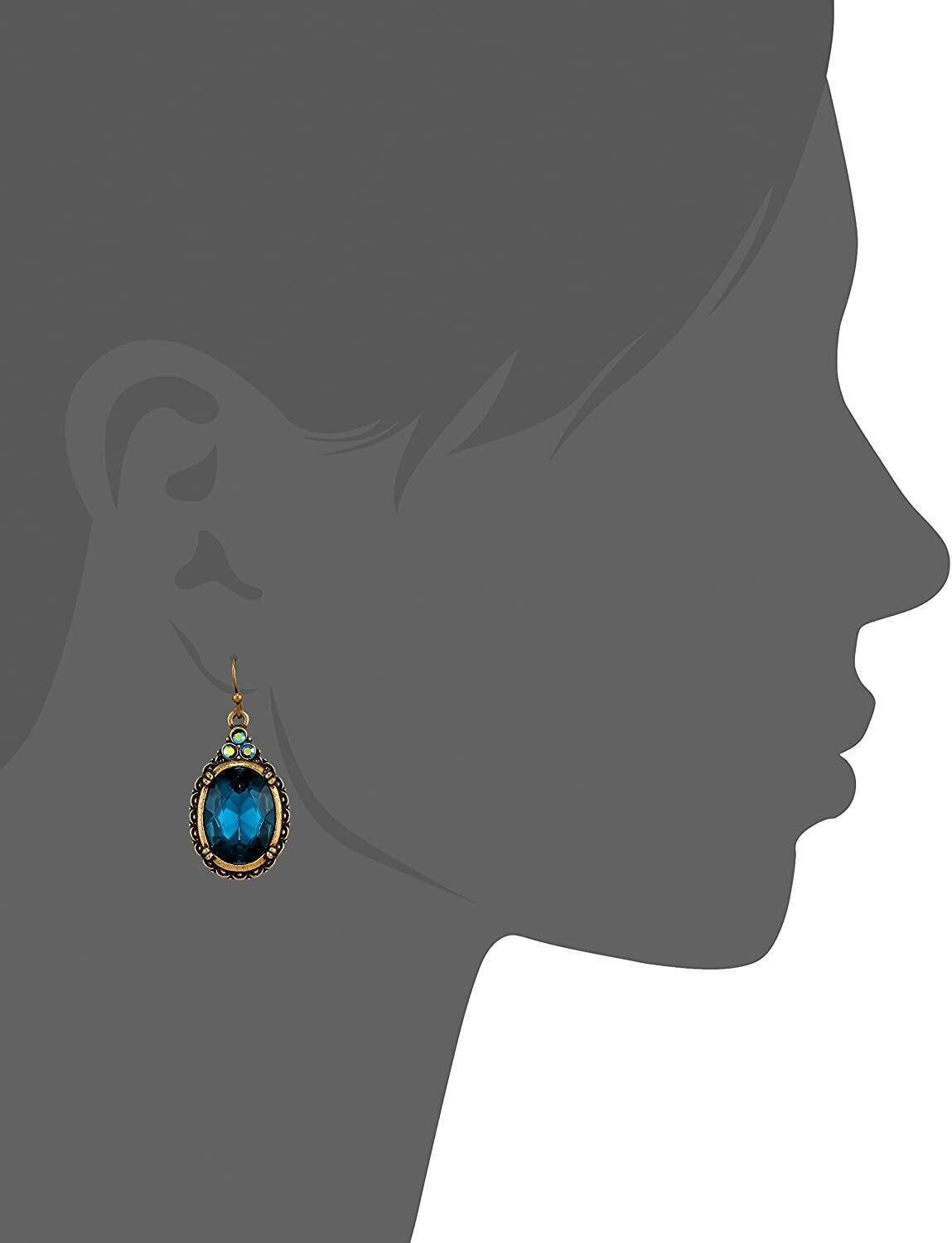 Antique Inspired 1928 Oval Crystal Drop Wire Earrings - Vintage Dangle Earrings for Women, Elegant Jewelry Gift for Brides, Parties & Special Occasions