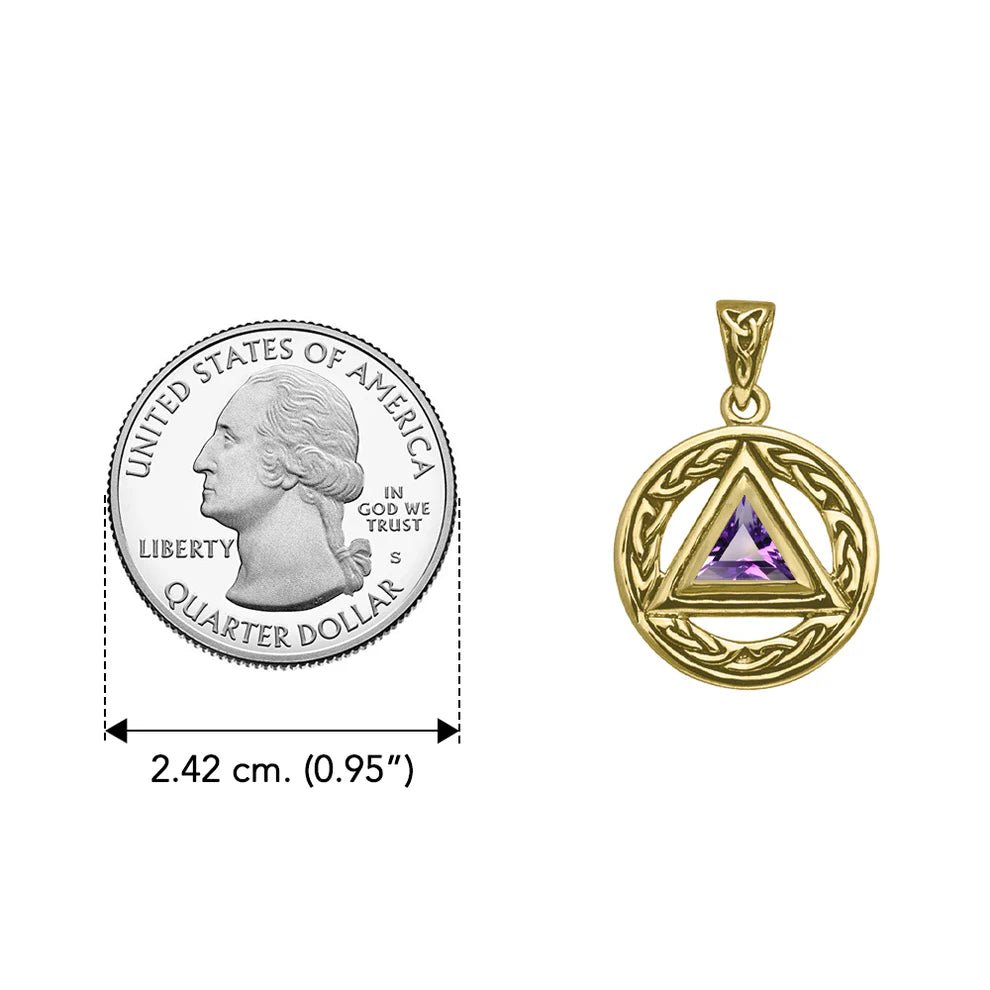 Celtic AA Symbol 14K Yellow Gold Pendant with Genuine Gemstone - Perfect for Spiritual Jewelry & Meaningful Gifts