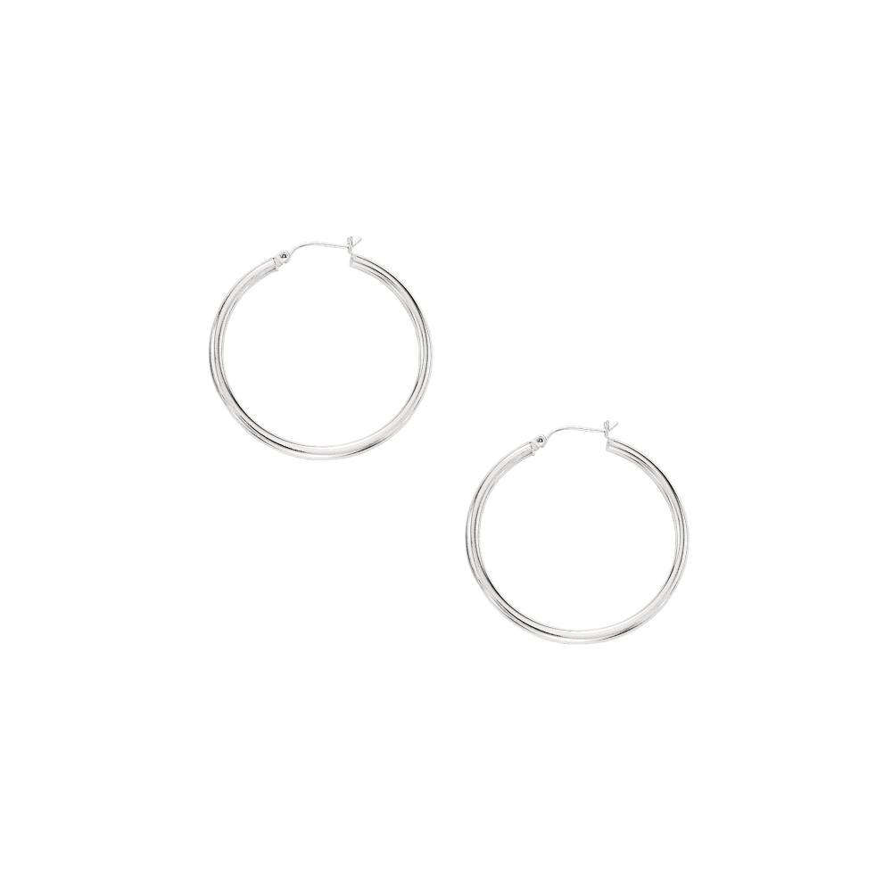 10K Gold 2x30mm Hoop Earrings for Women - Classic Dainty Everyday Hoops - Perfect for Work, Date Night & Special Occasions