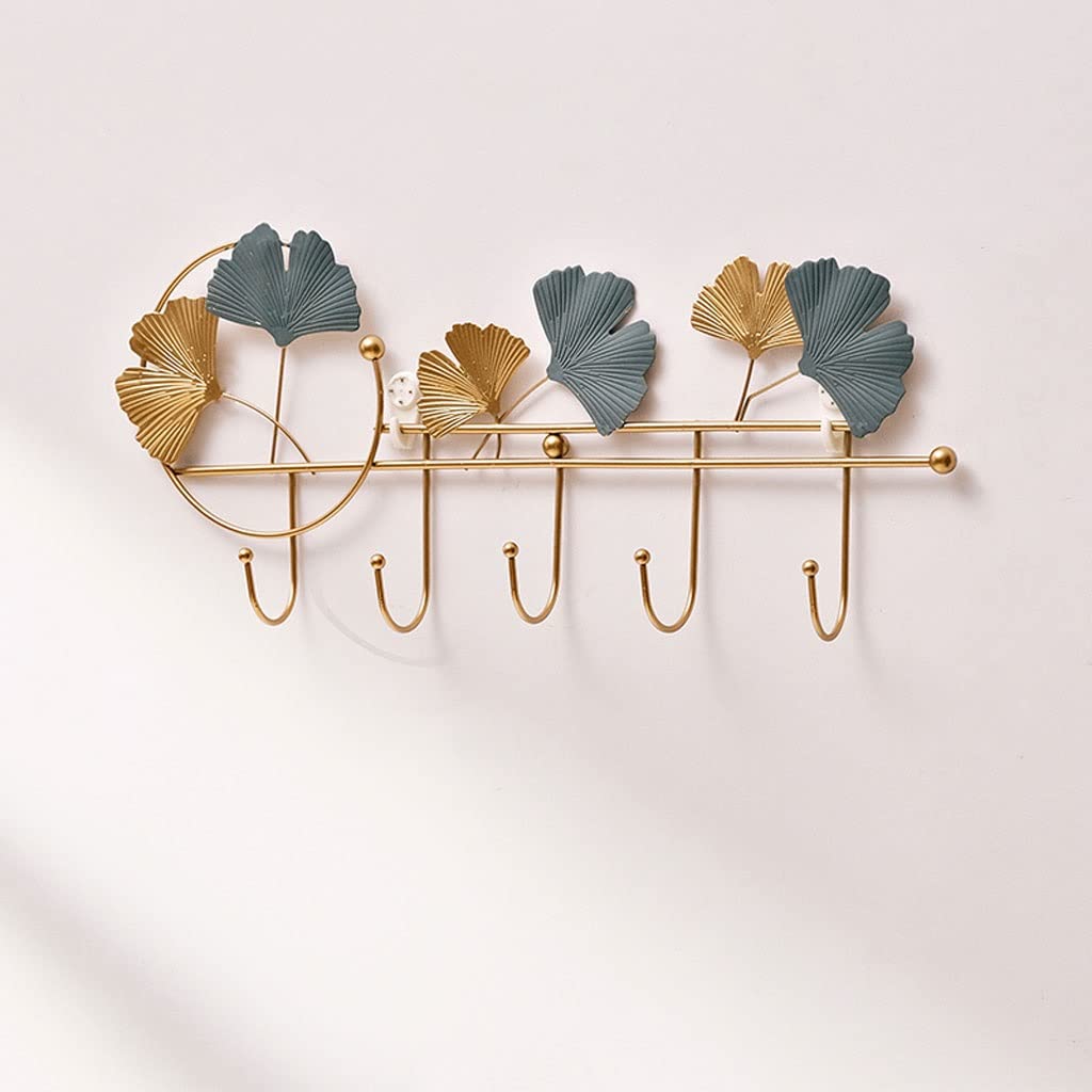 Leaf-Shaped Wall Hooks - Strong Adhesive Hooks for Home & Kitchen - Key Holder, Towel Hanger, Decor (Blue, 18.5 x 8.3 x 2.2 inches) - Perfect for Bathroom, Bedroom, Office & Entryway Organization