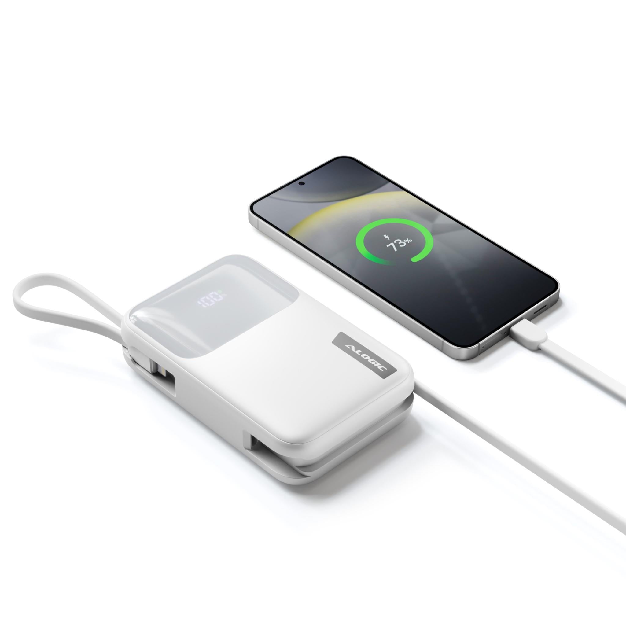 ALOGIC 20K 30W Tandem Power Bank with USB C & Lightning Port - High Capacity Portable Charger for iPhone, Samsung, iPad | Perfect for Travel, Camping & Emergency Backup (White)