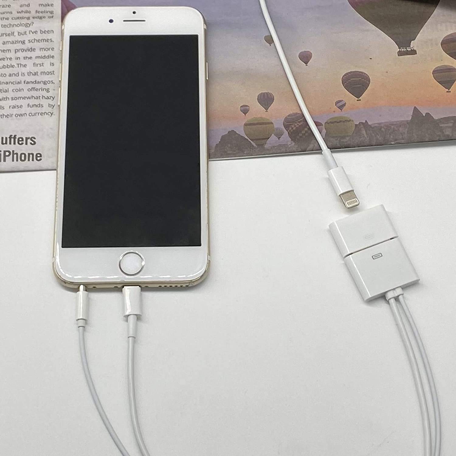Belcompany Lightning to 30 Pin Adapter Cable with 3.5mm AUX Audio Port for iPhone - Perfect for Car Audio, Home Stereo & Charging