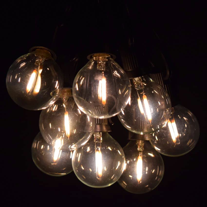 G40 LED Warm White Outdoor String Lights - 100ft Black Wire with 0.6W Bulbs for Patio, Garden, Backyard & Party Decor | Weatherproof & Energy Efficient Lighting