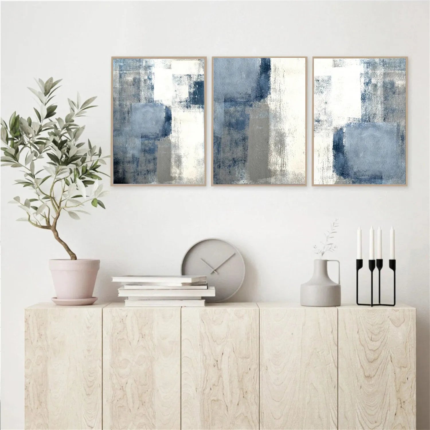 Abstract Tranquility Set of 3 Wall Art Prints - Modern Minimalist Home Decor for Living Room, Bedroom & Office - #WS178