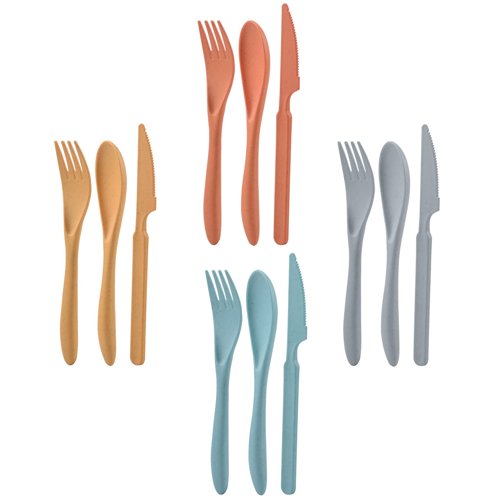 **Eco-Friendly Wheat Straw Cutlery Set for 4 - Reusable Knives, Spoons & Forks - Perfect for Travel, Camping, Picnic, Office & Daily Use - Sustainable Flatware for Parties & Outdoor Dining**