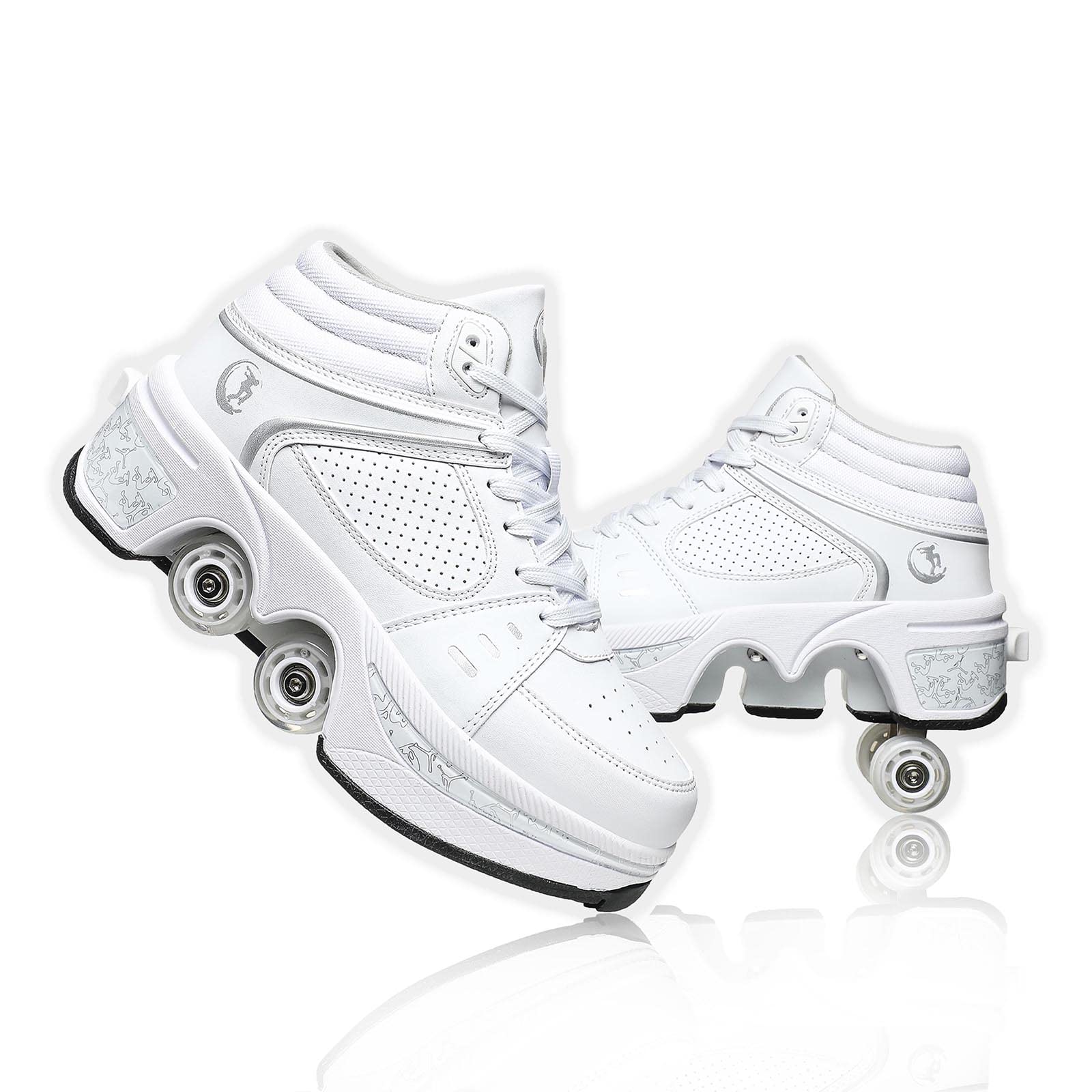 Women's & Kids' Convertible Roller Skate Shoes - 4-Wheel Adjustable Roller Sneakers for Outdoor Skating, Girls & Boys Lightweight Skates | Perfect for Park, Rink & Street Fun