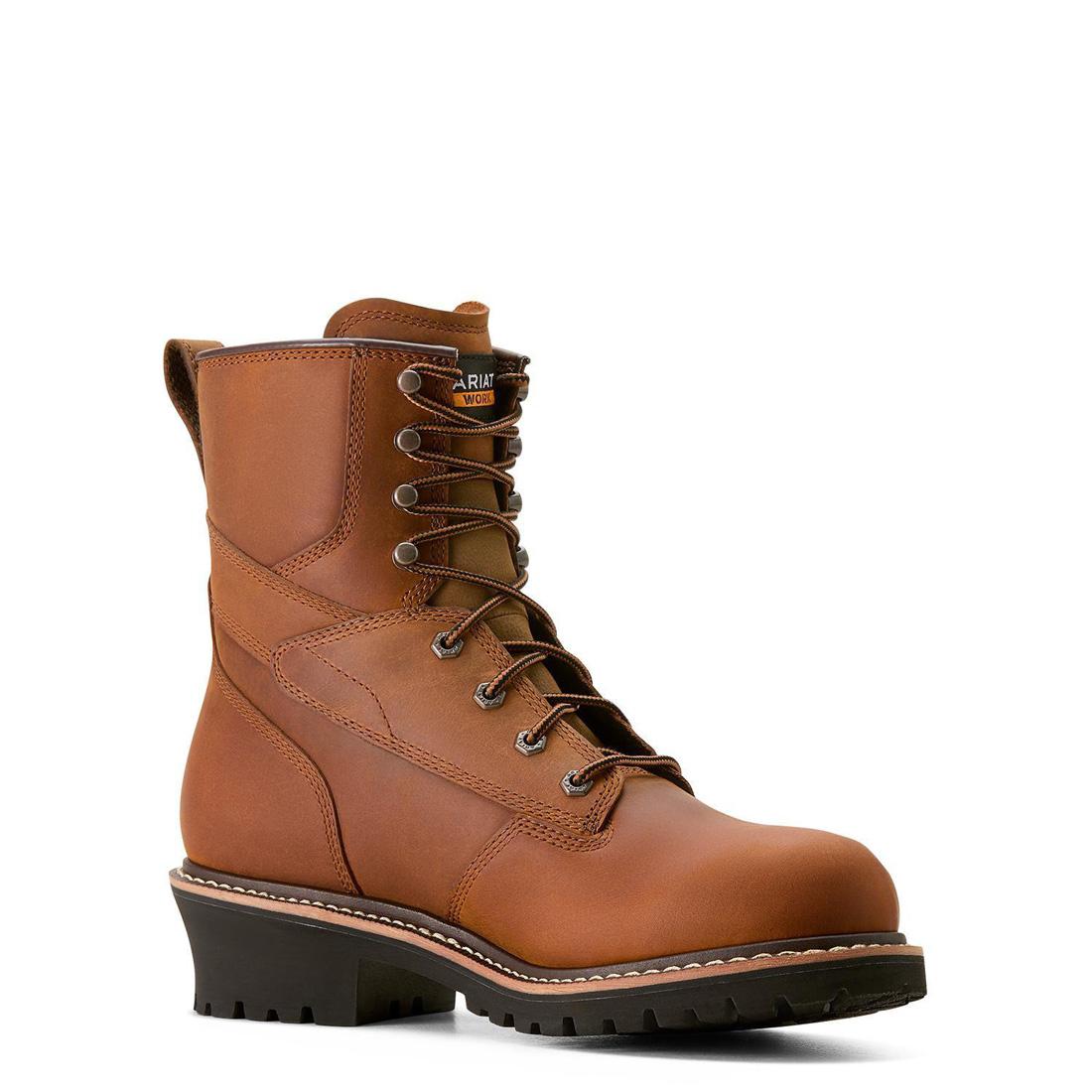 Logger Shock Shield Soft Toe Waterproof Insulated Work Boots - Copper Brown - Durable Winter Boots for Construction, Hiking & Outdoor Activities