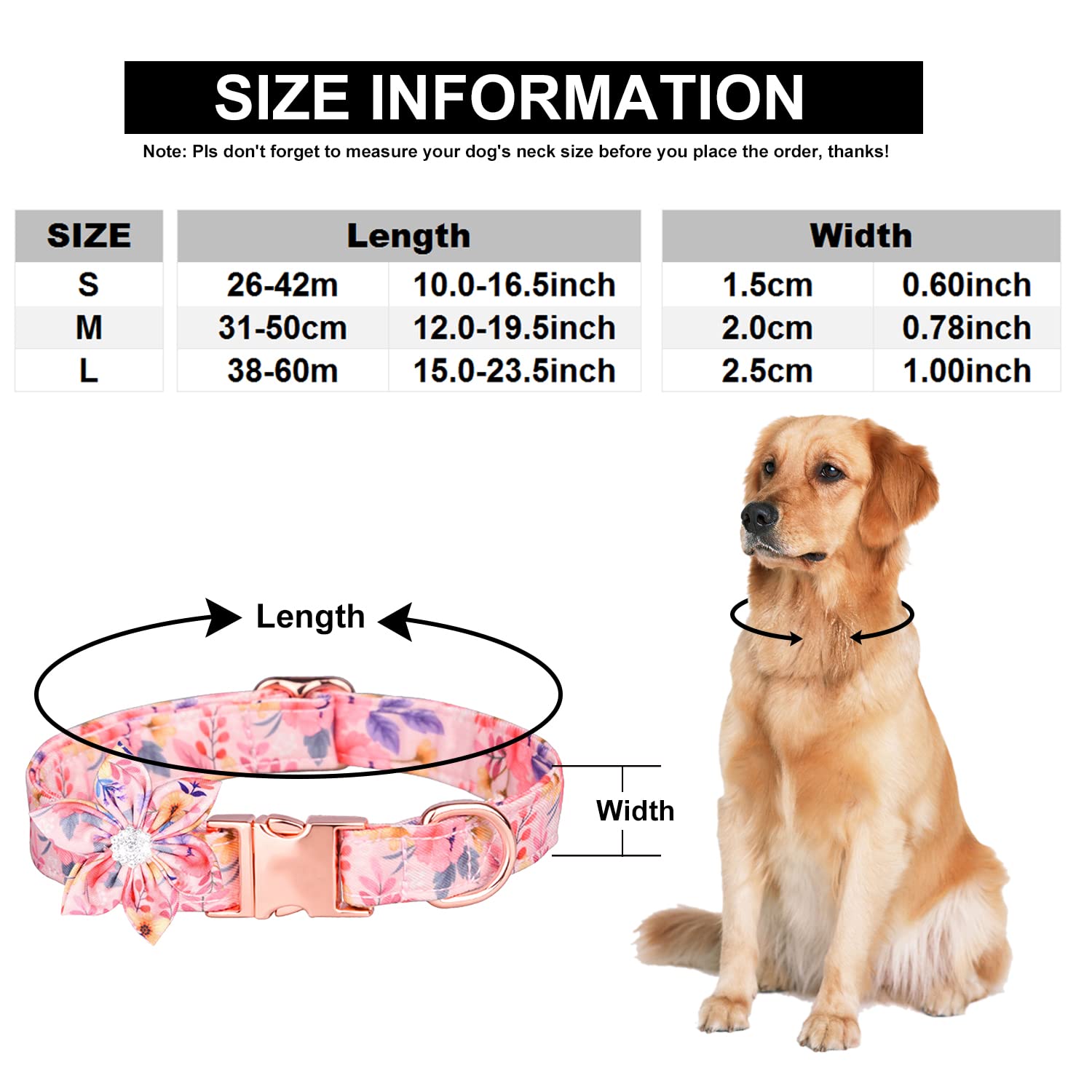 **Soft & Comfy Dog Collar with Daisy Tie - 3 Cute Flower Print Patterns, Padded Design & Strong Metal Buckle for Small to Medium Dogs (Pink, M) - Perfect for Walks, Training & Fashionable Pet Accessories**