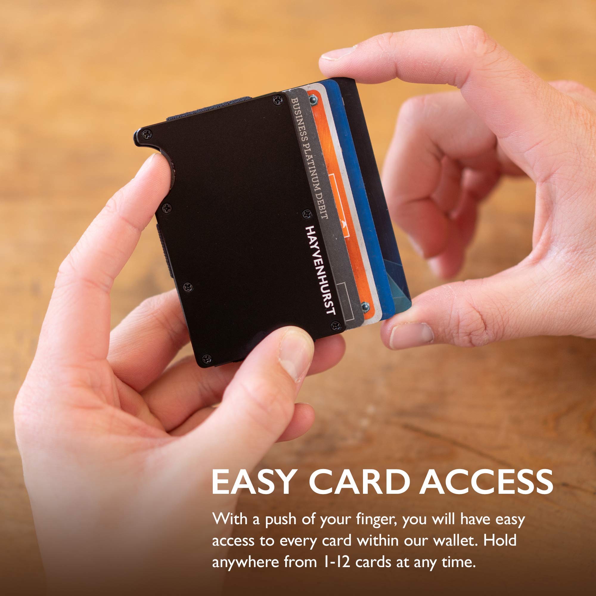 Hayvenhurst RFID Blocking Slim Wallet for Men - Ultra Thin Minimalist Front Pocket Wallet with 12 Card Capacity - Obsidian Black | Perfect for Travel, Business & Everyday Use