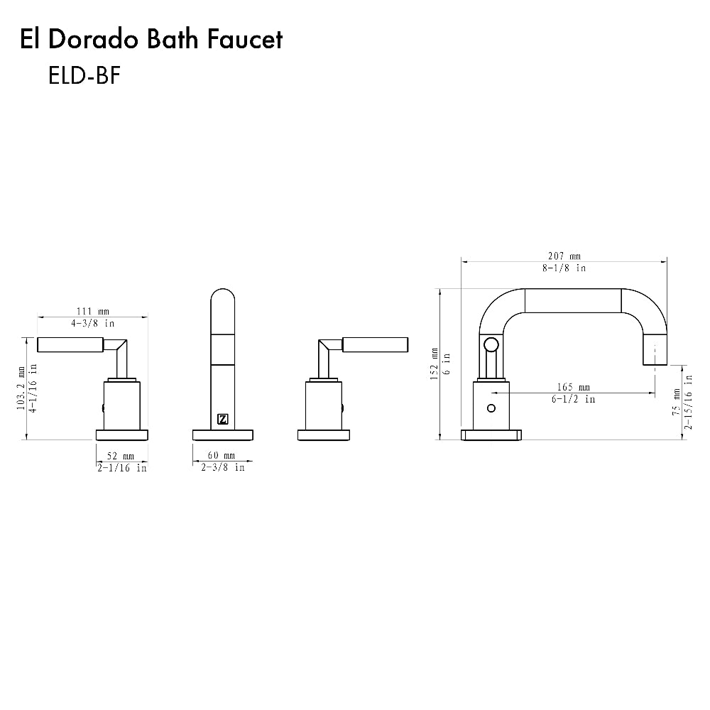 ZLINE El Dorado Widespread Bathroom Faucet in Chrome Finish - Modern 8