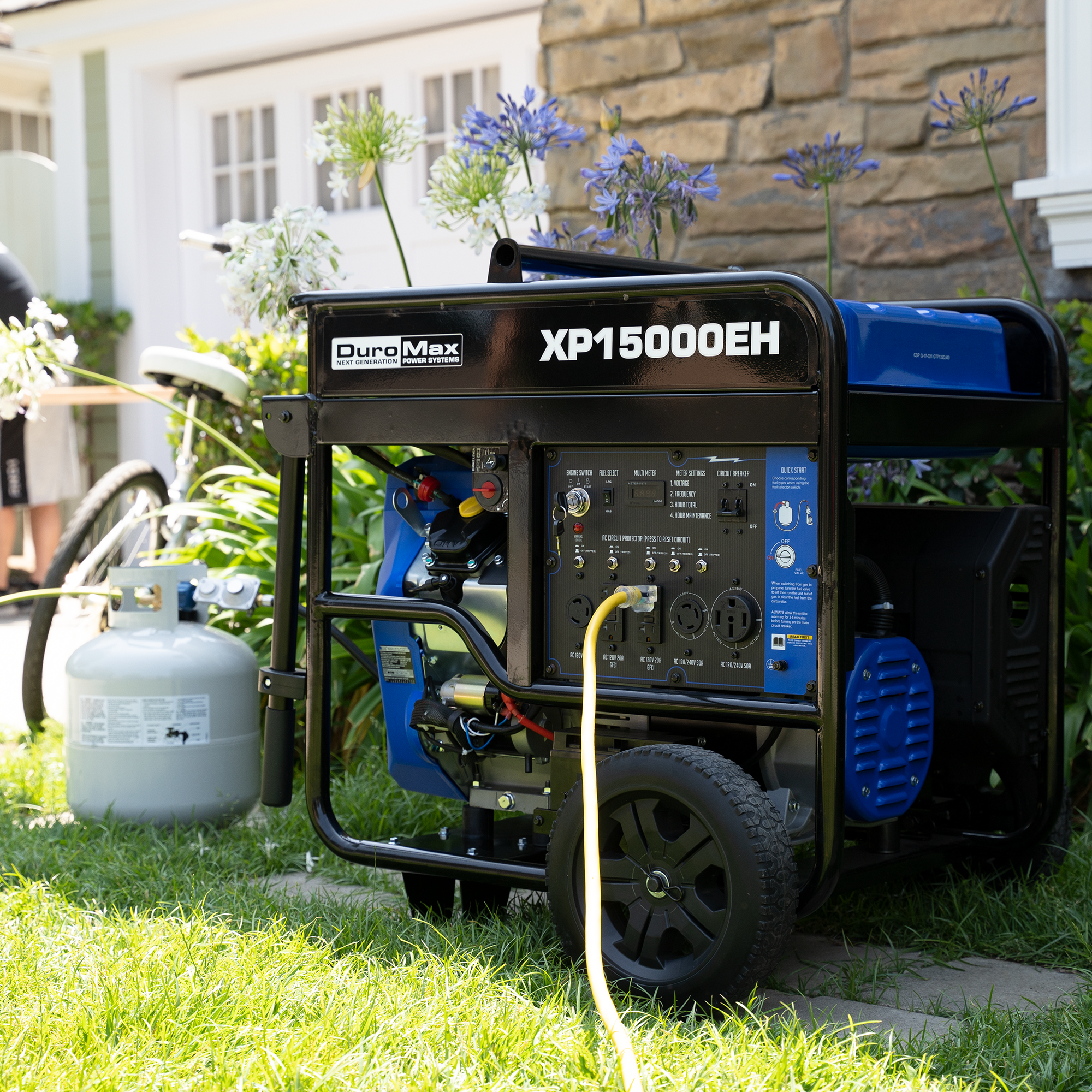 15,000W Dual Fuel Portable Generator - Gas & Propane Powered - Backup Power for Home, Camping & Emergency Use