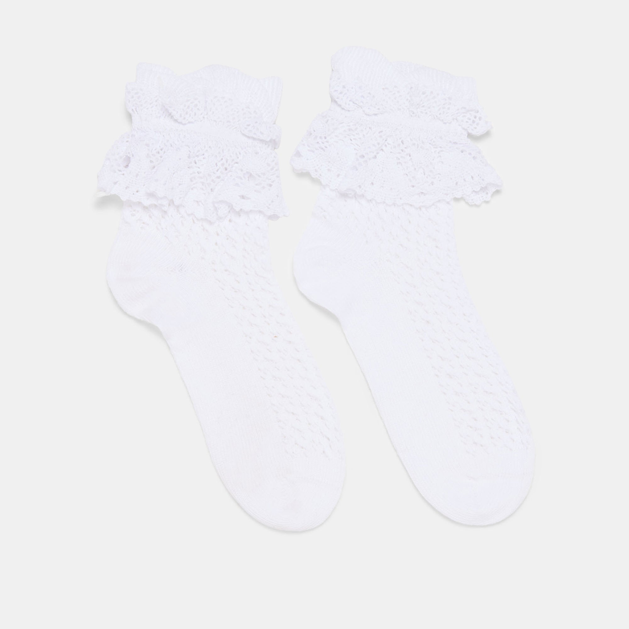 Whimsy Lace Anklet Socks for Women - Elegant White Lace Trim Ankle Socks - Perfect for Casual Wear, Date Nights & Special Occasions