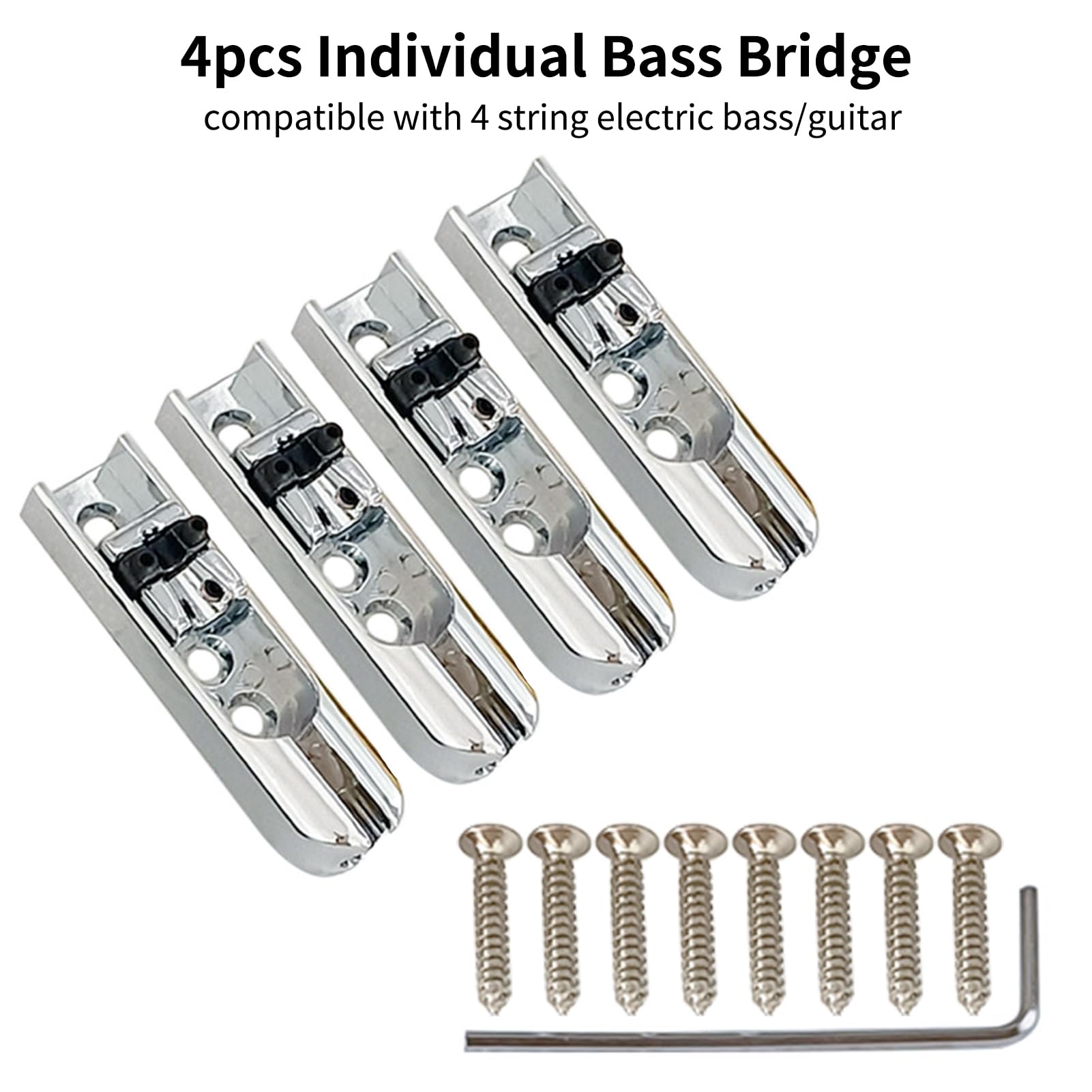 4-Piece Bass Guitar Bridge Set - Individual Single String Tailpiece & Saddles for 4-String Electric Bass - Perfect for Replacement, Upgrades & DIY Guitar Repairs - Ideal for Jazz, Rock & Studio Performances