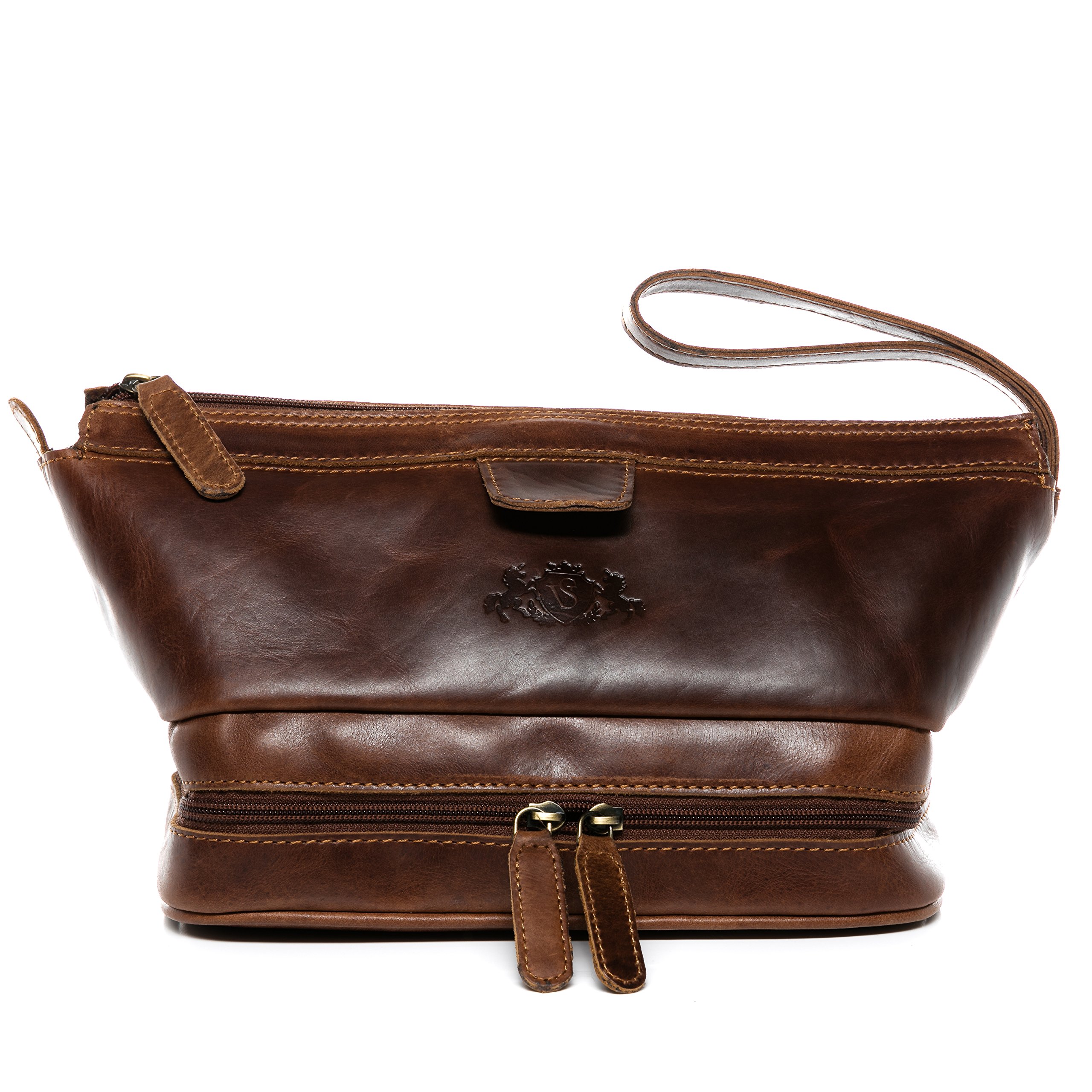 Premium Leather Toiletry Bag for Men - Travel, Gym & Shaving Essentials