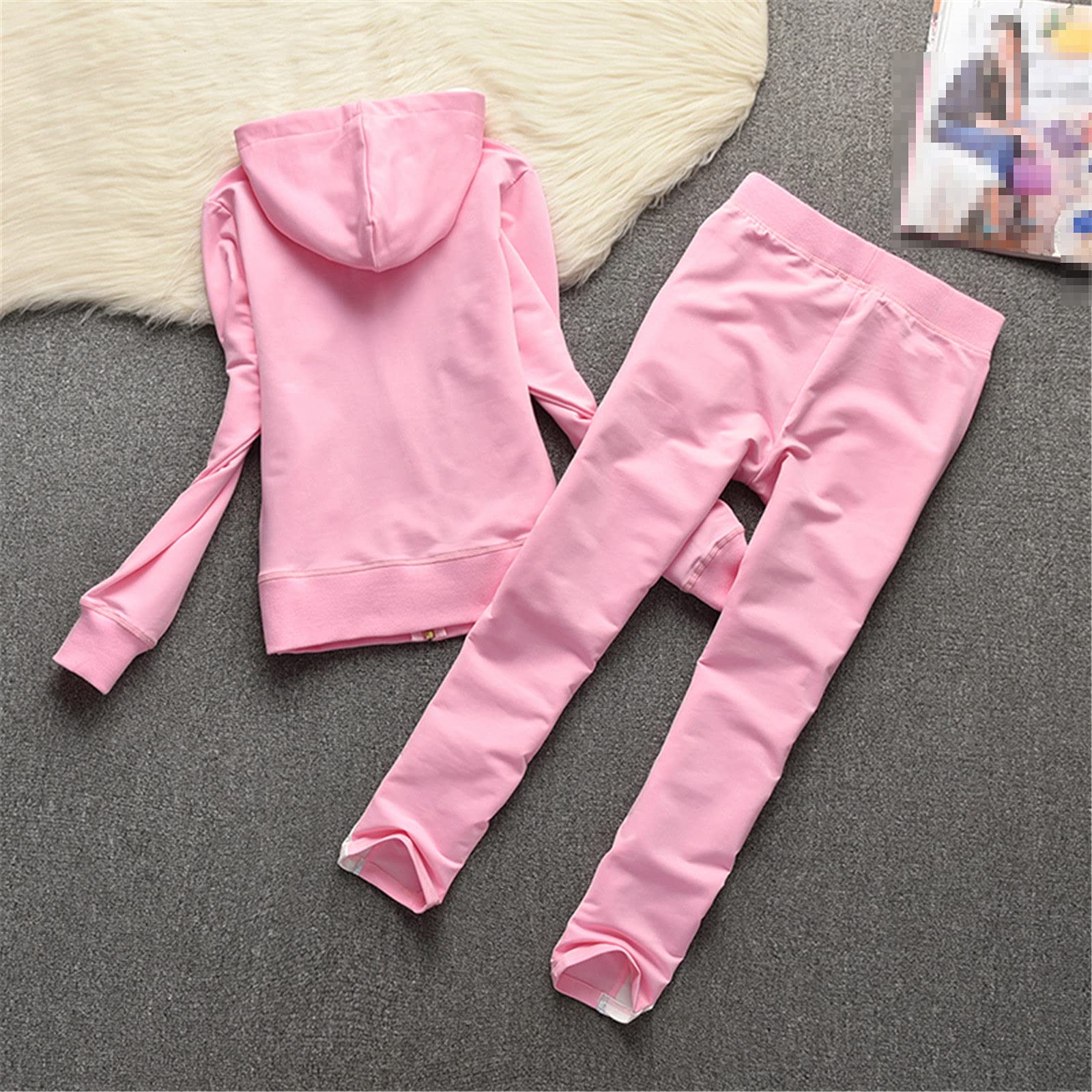 Women's Velvet Tracksuit Set - Sexy Hooded Long Sleeve Top & Pants Two Piece Outfit for Spring/Fall | Cozy Lounge Wear & Street Fashion