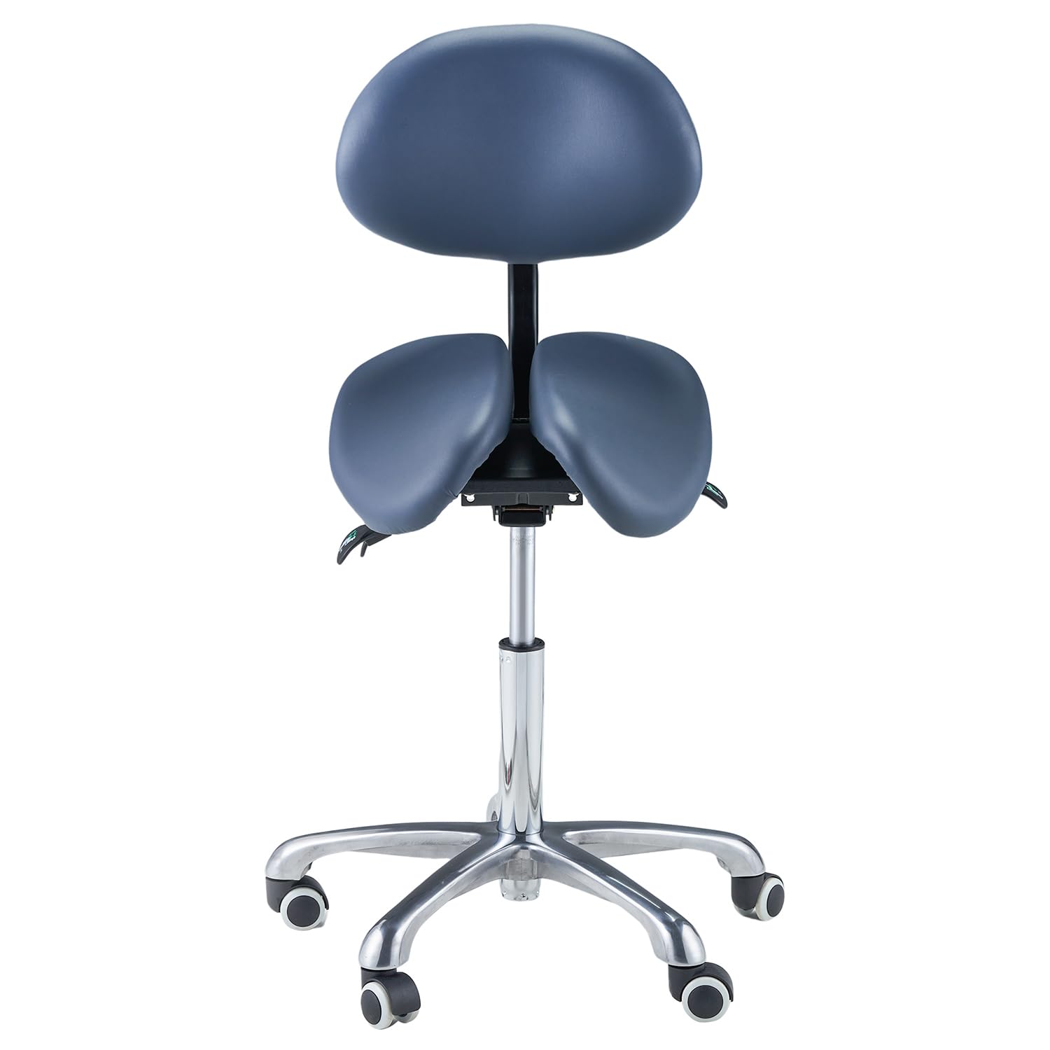 Master Massage Berkeley Ergonomic Saddle Stool - Split Seat Design, Hydraulic Swivel Rolling Base with Adjustable Height & Tilt - Posture Correcting Chair for Office, Salon & Massage Therapy