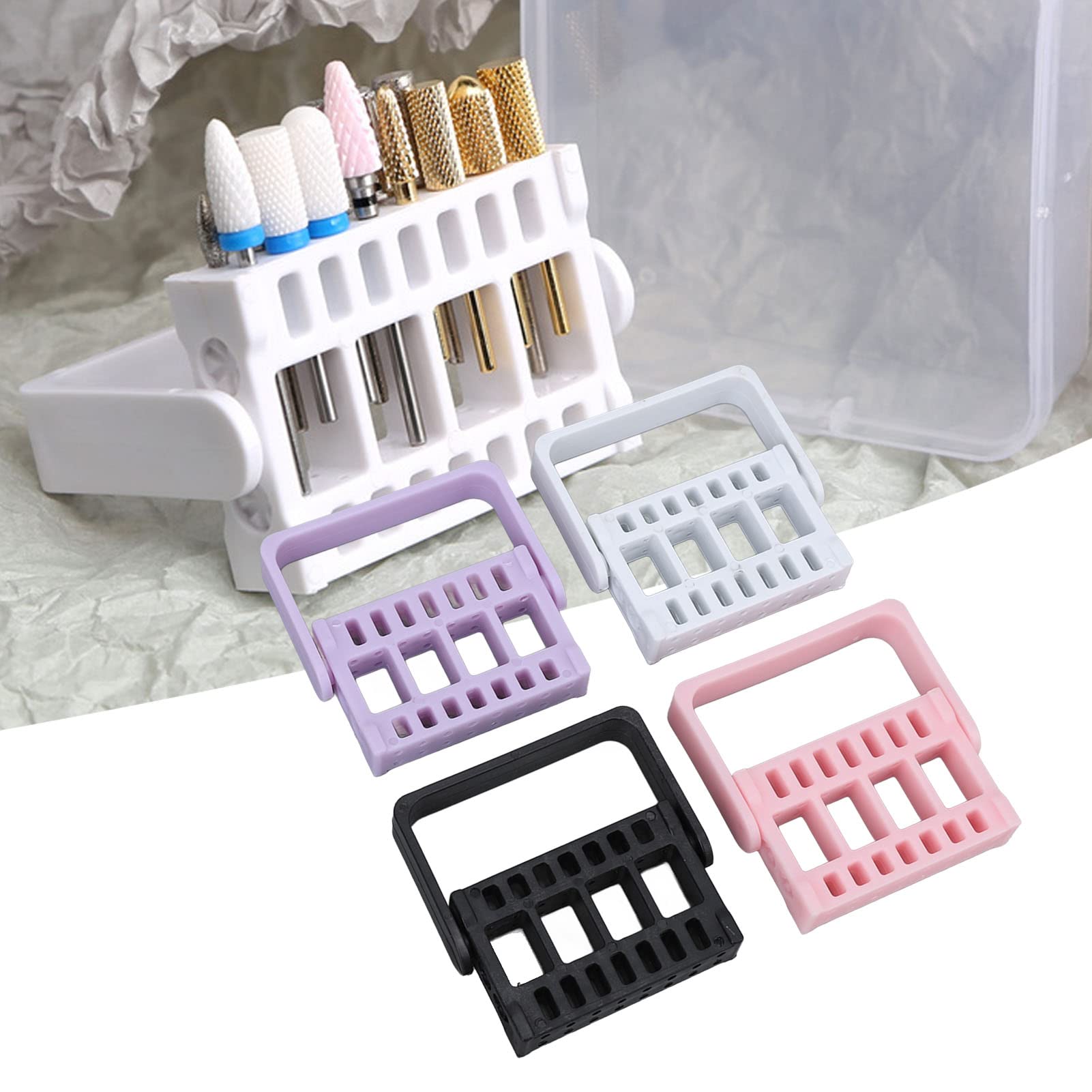4pcs Nail Drill Bit Holder Stand - Dustproof Nail Drill Bit Organizer Storage Box for Home Salon & Professional Use | Perfect for Nail Art, Manicure, Pedicure & Salon Organization