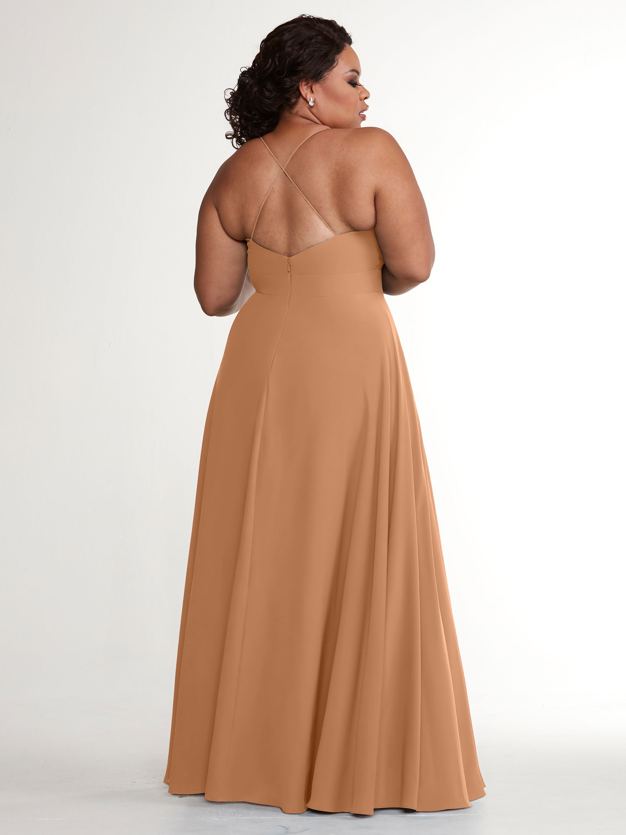 Elegant 83027 Stretch Chiffon A-Line Bridesmaid Dress with Pleats - Perfect for Weddings, Formal Events & Special Occasions