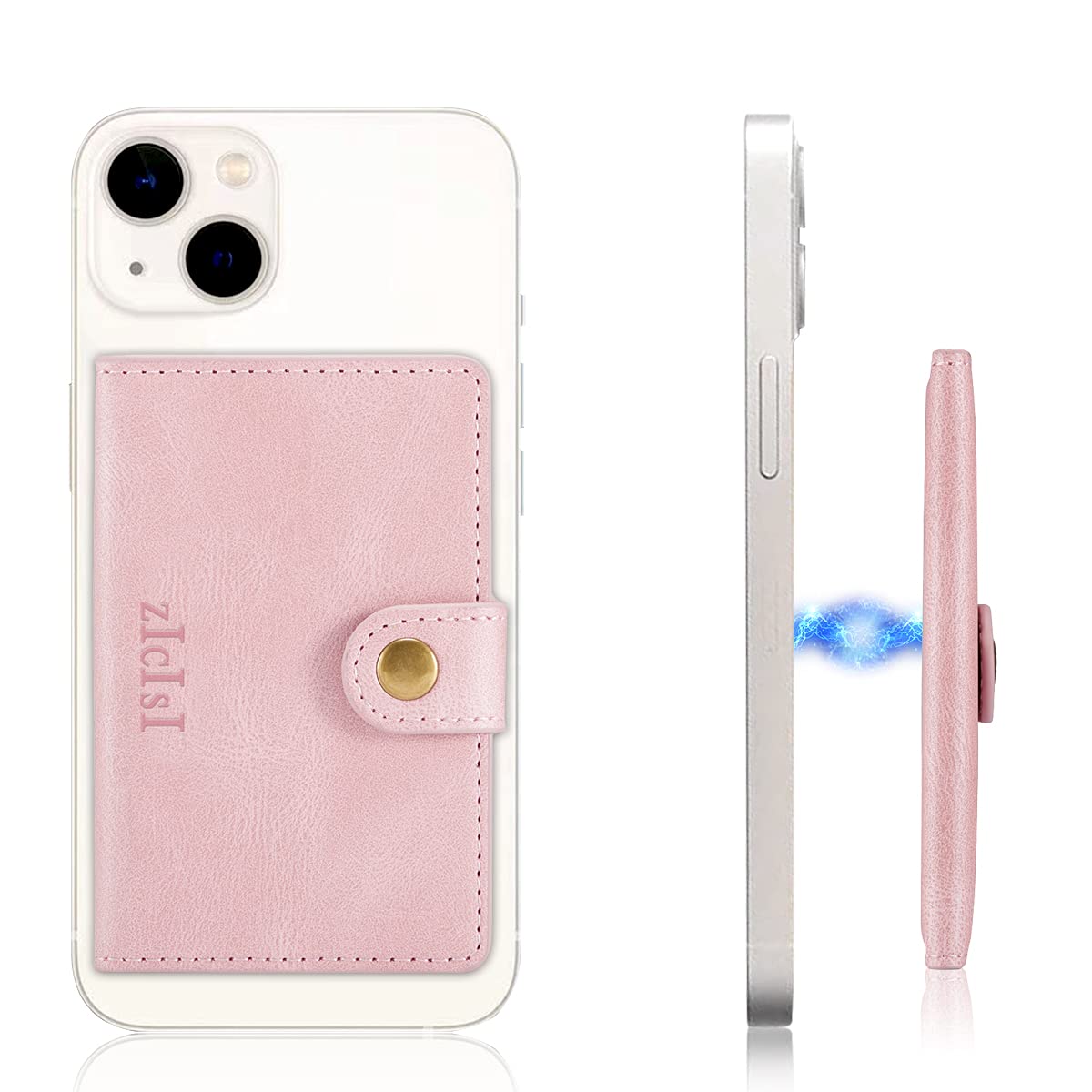 ZICISI Magnetic Phone Wallet for iPhone 15/14/13/12 Mini/Pro Max/Plus - 6 Card Holder Magsafe Wallet with RFID Blocking, PU Leather (Pink) - Perfect for Travel, Shopping & Everyday Use