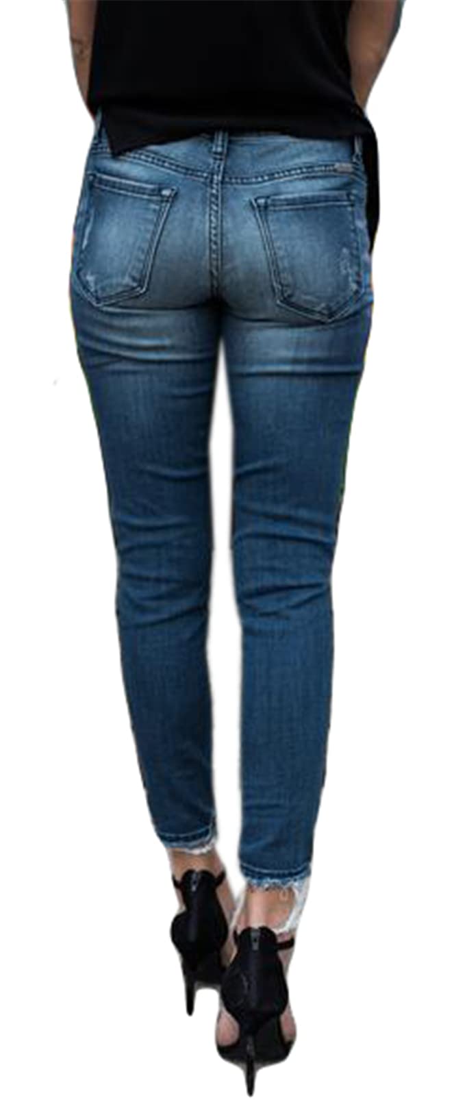 Recious Women's Sexy Moto Biker Stretchy Skinny Leggings - High Waist Denim Jeans for Workout, Yoga & Casual Wear | Perfect for Motorcycle Riding & Night Out