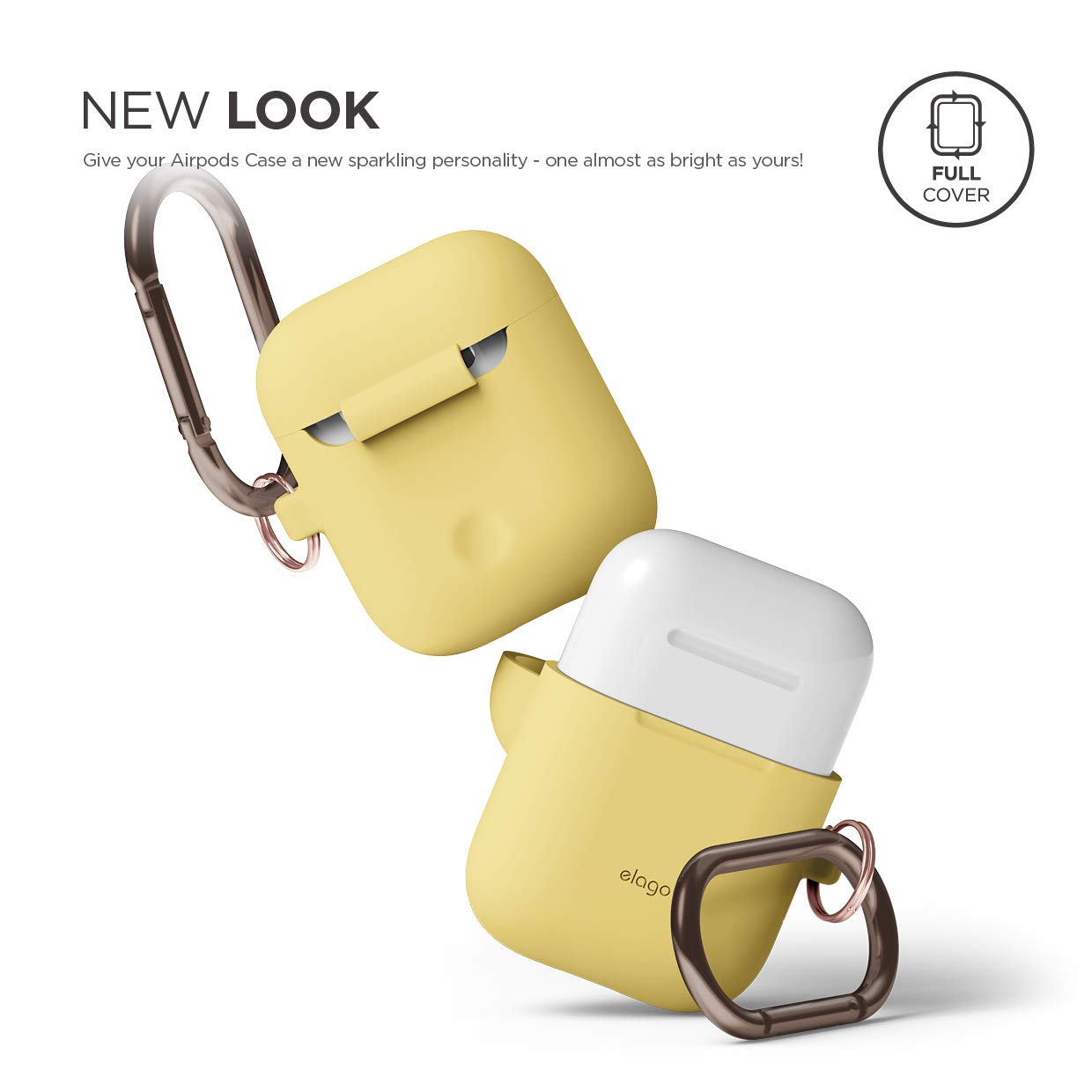 Premium Silicone Case with Keychain for Apple AirPods 1 & 2 - Wireless Charging Compatible, LED Visible, Shockproof Protection (Yellow) - Perfect for Gym, Travel & Daily Use