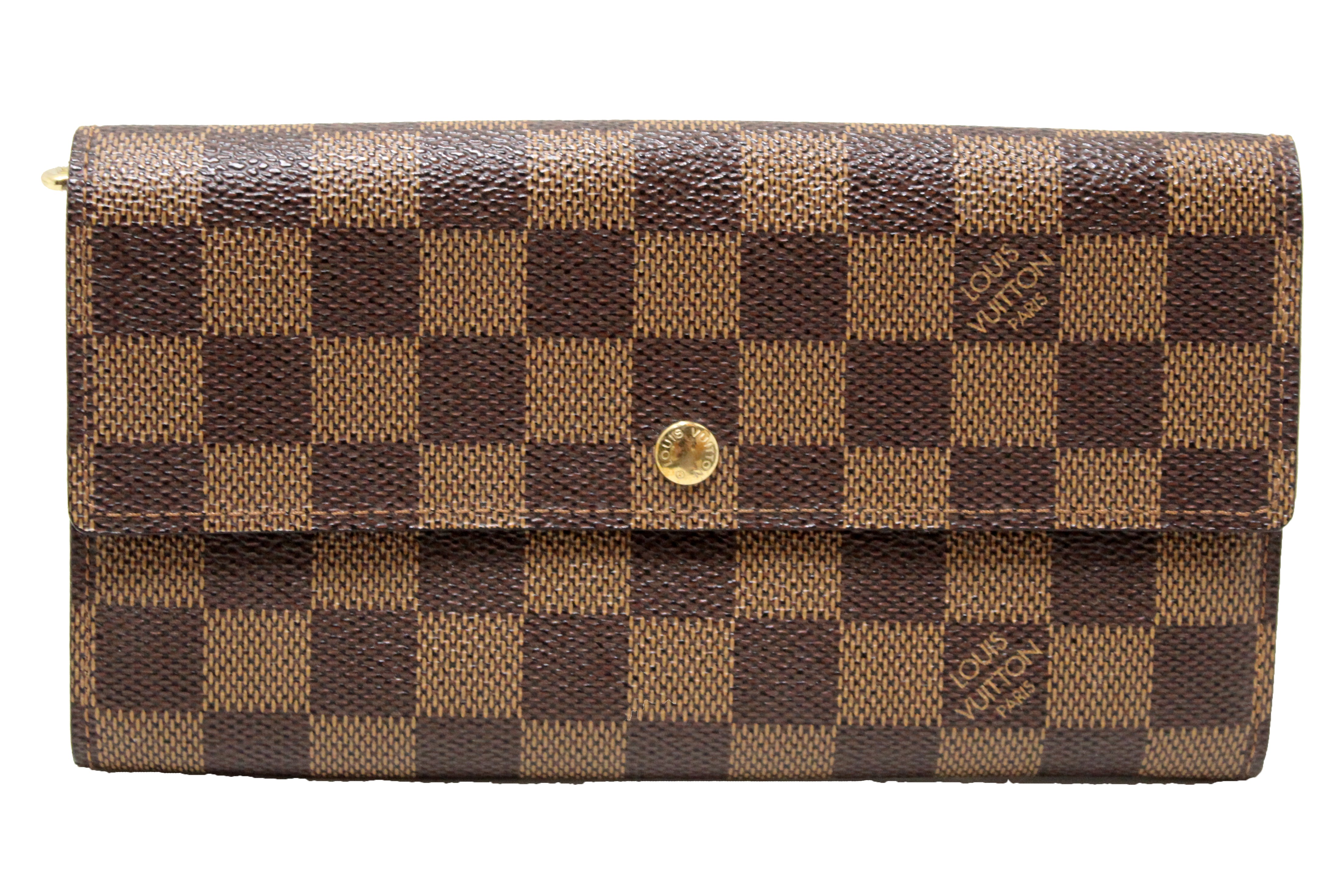 Authentic Louis Vuitton Damier Ebene Canvas Sarah Wallet - Luxury Women's Bifold Wallet with Multiple Card Slots & Coin Pocket - Perfect for Everyday Use, Travel & Special Occasions