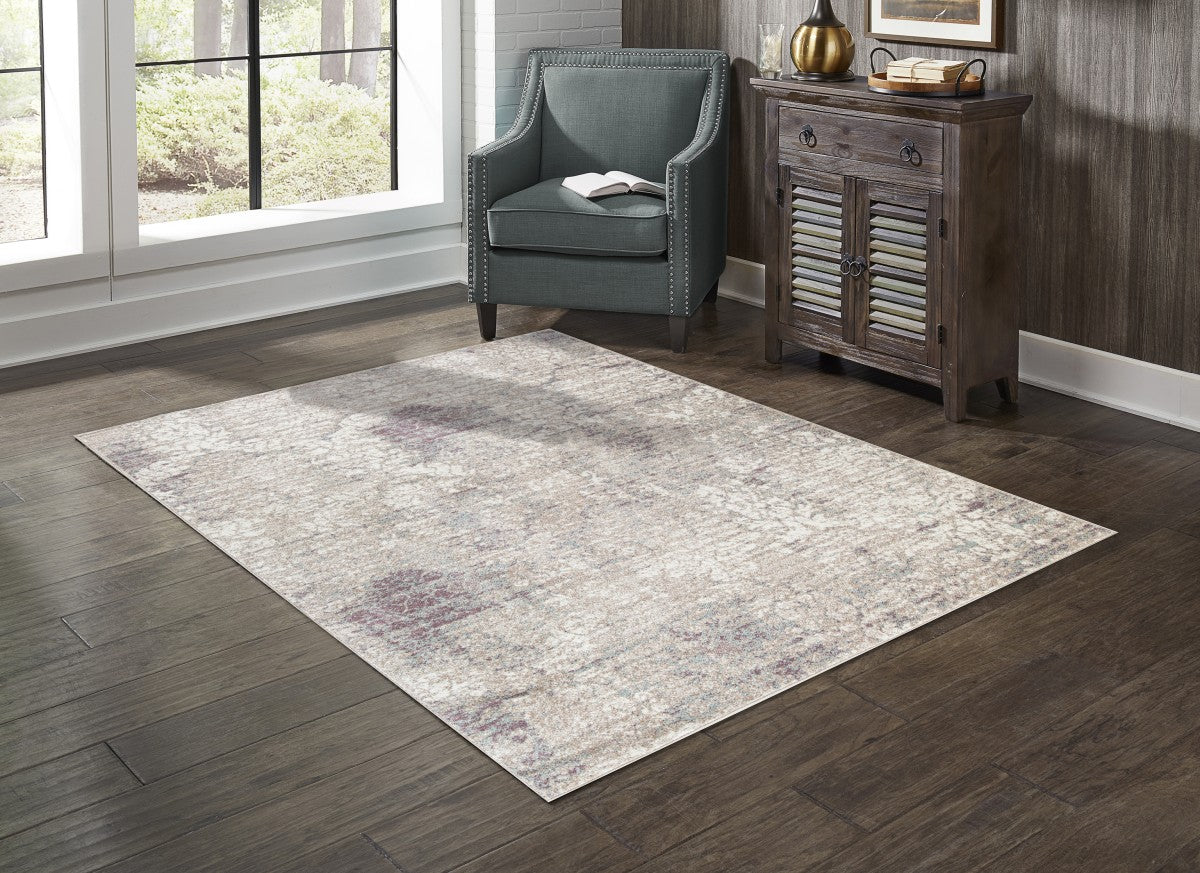 5' x 8' Area Rug - Soft Plush Modern Rug for Living Room, Bedroom - White, Beige, Blue - Non-Slip Backing - Perfect for Home Decor, Office, Dorm Room