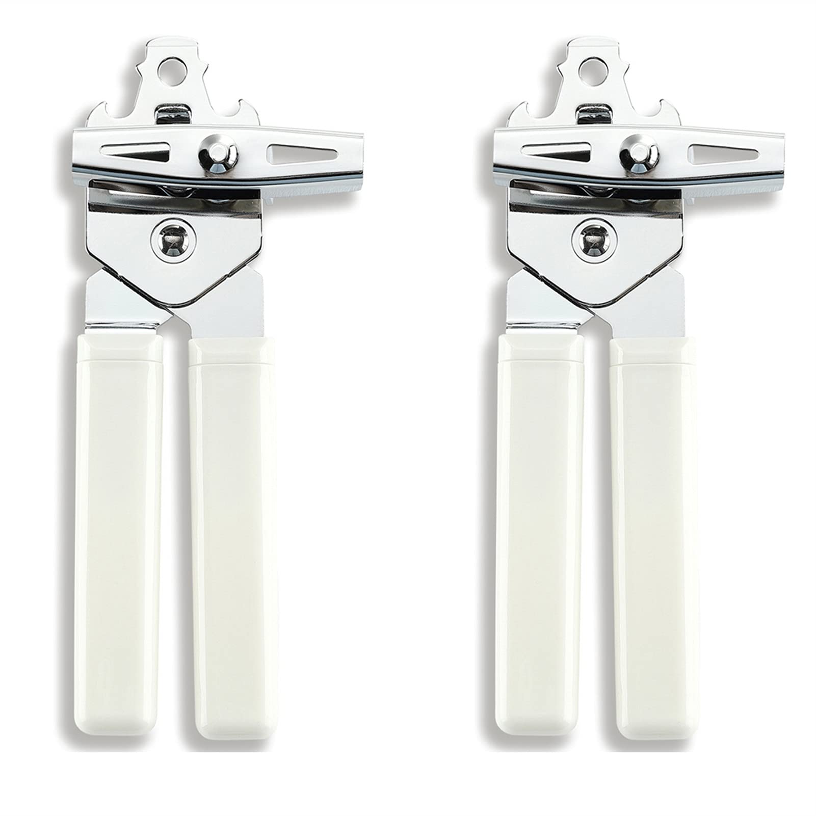 Stainless Steel Manual Can Opener - 2 Pack Ergonomic Handheld Jar & Tin Opener for Kitchen, Camping, Picnics & Emergency Preparedness