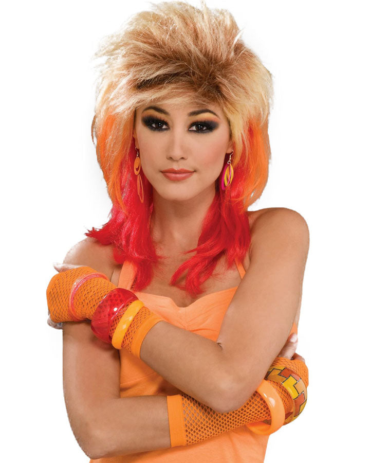 80s Glam Multicolored Mullet Wig for Women & Men - Retro Party Costume Accessory for Halloween, Cosplay & Themed Events