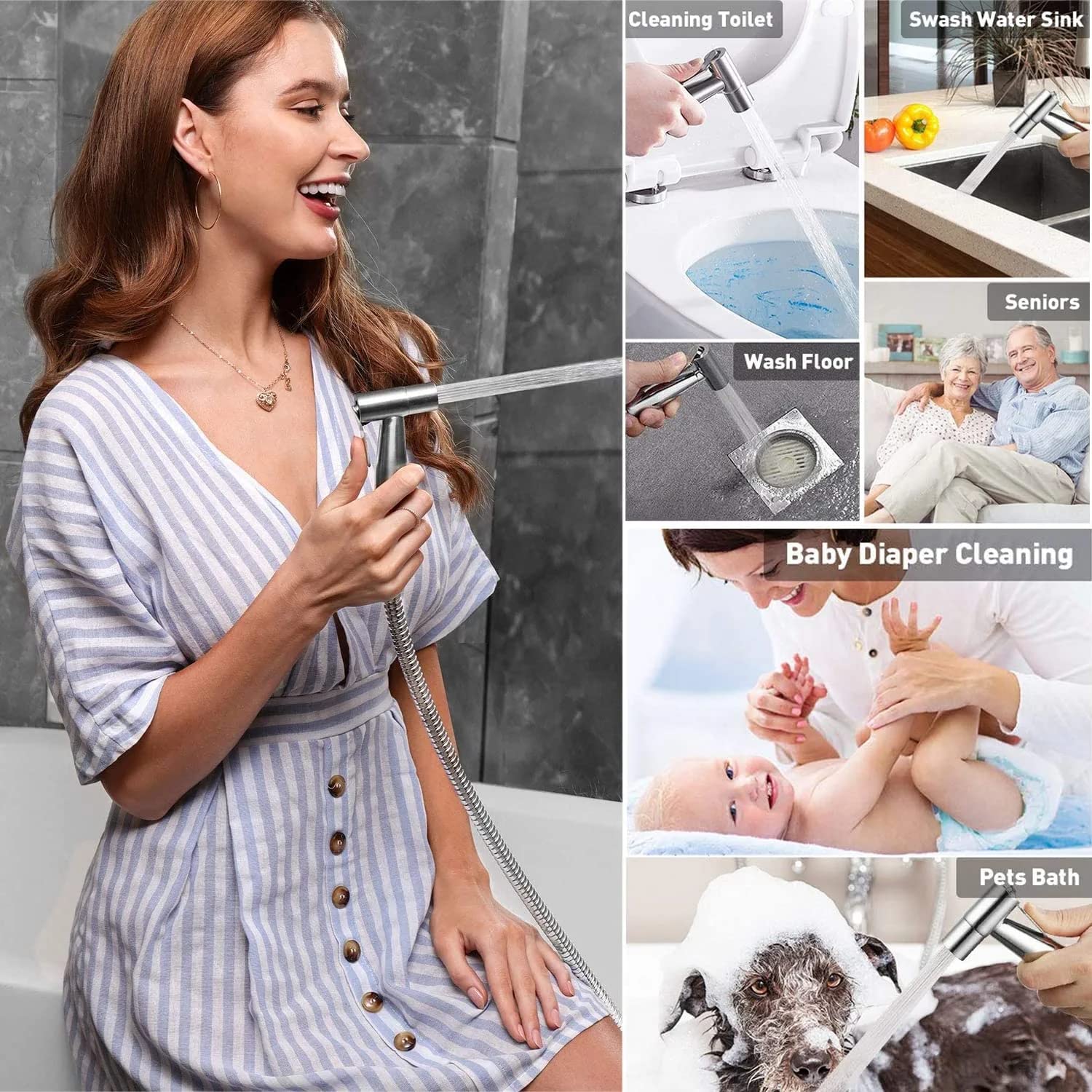 Handheld Bidet Sprayer for Toilet - Stainless Steel Cloth Diaper Sprayer Kit with Easy Installation | Perfect for Self Cleaning, Baby Care & Bathroom Hygiene