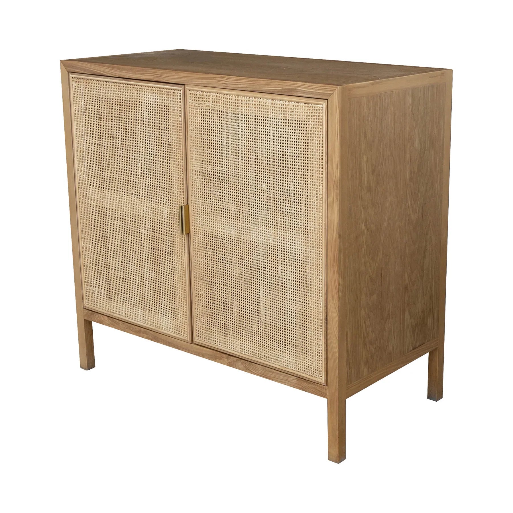 Rattan Small Sideboard - Vintage Rattan Storage Cabinet with 2 Doors & Shelves - Perfect for Living Room, Bedroom, or Entryway Storage